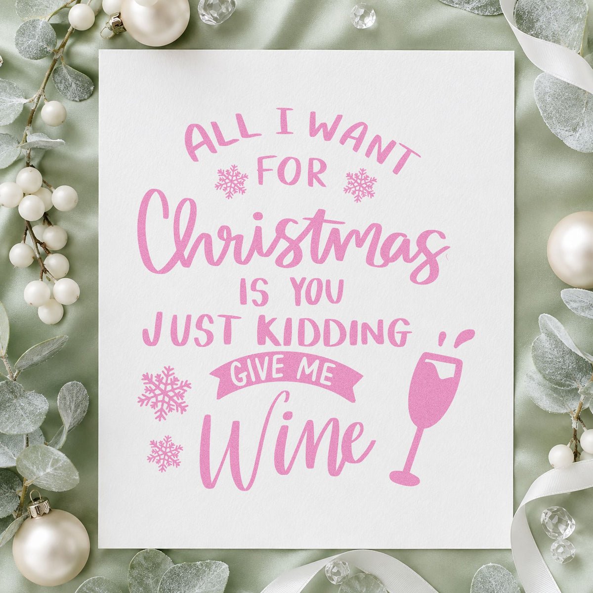 Christmas Just Give Wine craft stamp in purple ink on cardstock, an easy option for tasting trip album.