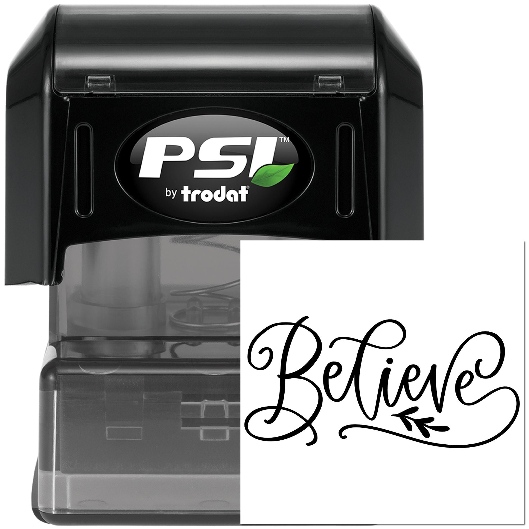 Pre-Inked Believe Elegant Script Card Making Stamp