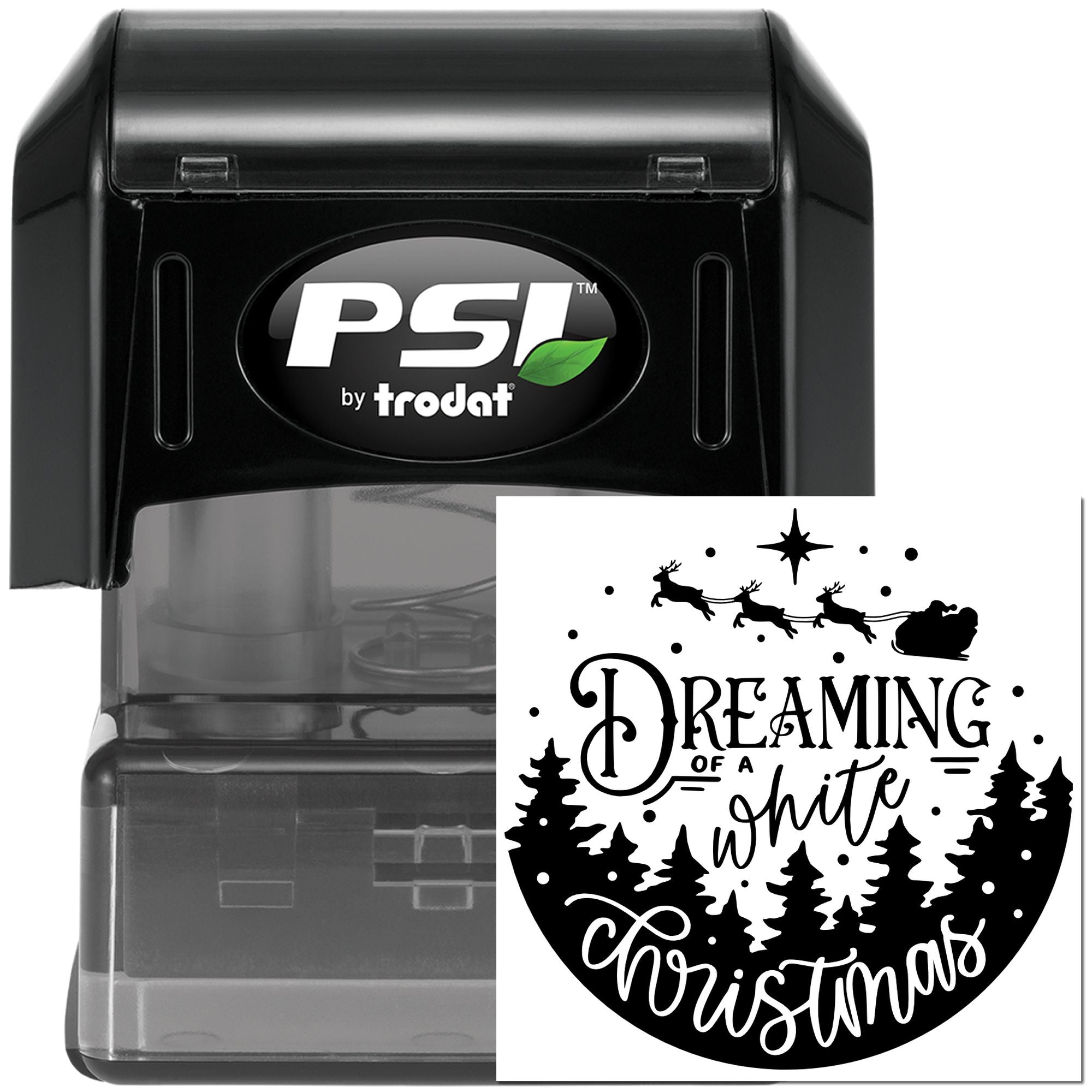 Pre-Inked White Christmas Dream Greeting Card Stamp