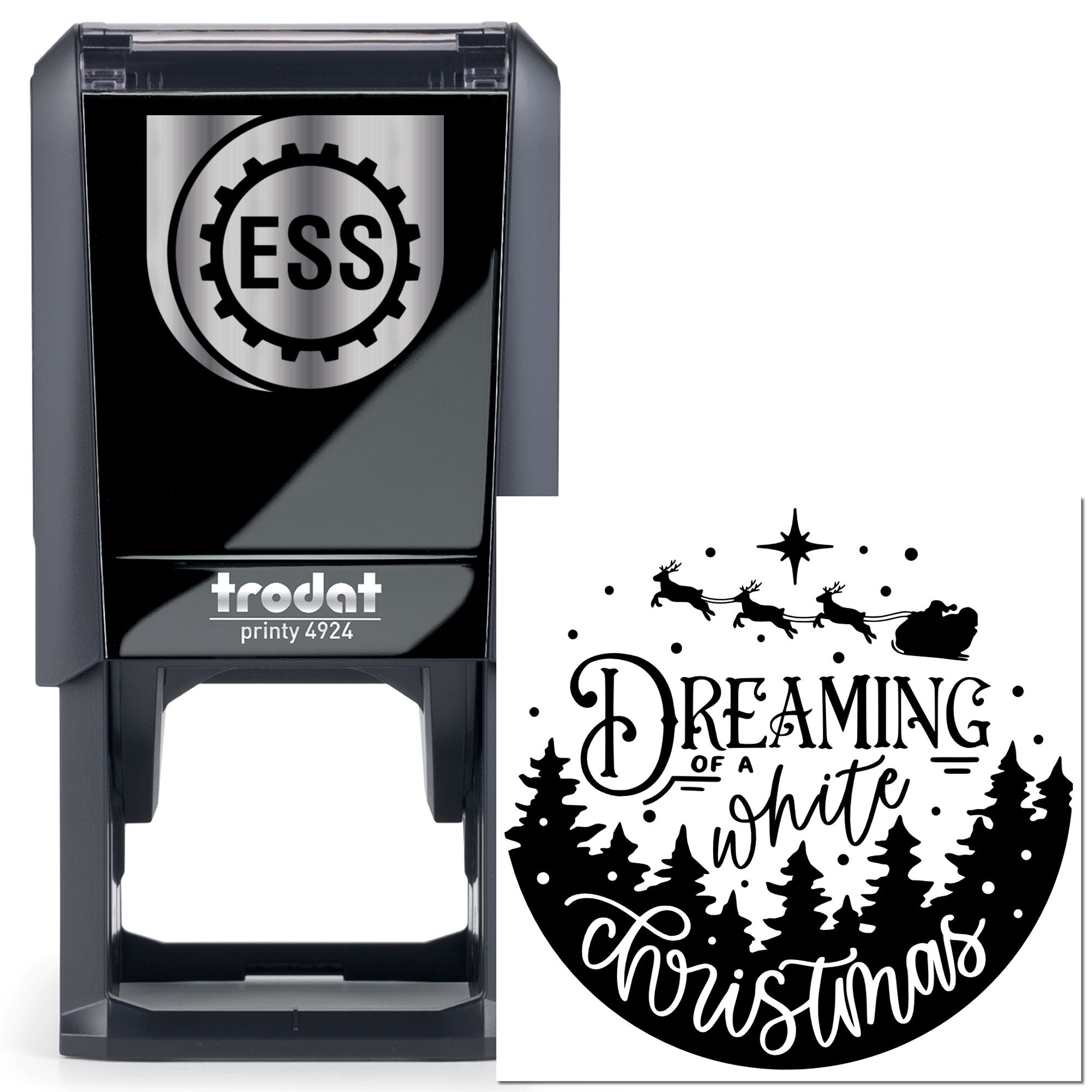 Self-Inking White Christmas Mini Card Stamp