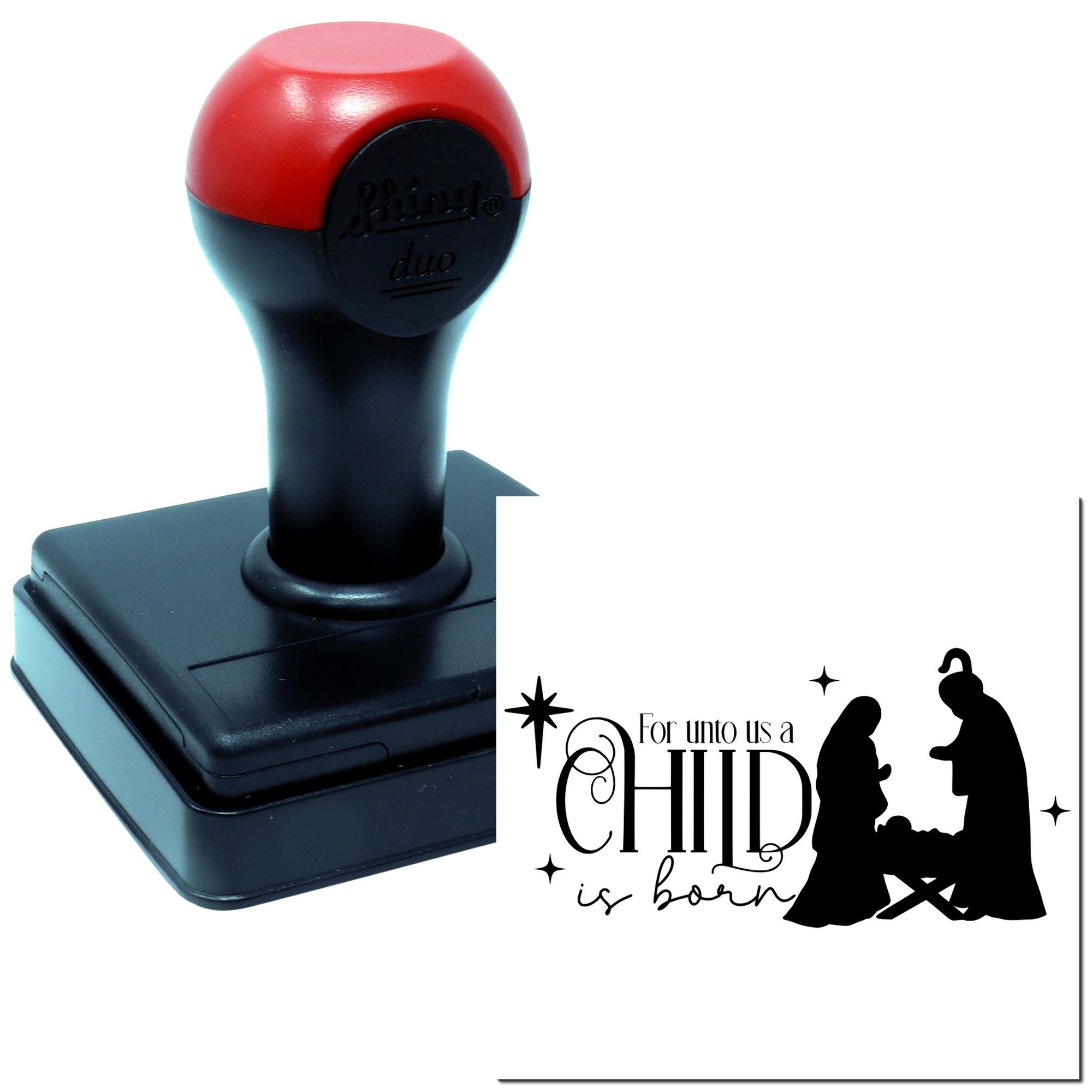 Duo Holy Nativity Silhouette Child Born Hand Stamp