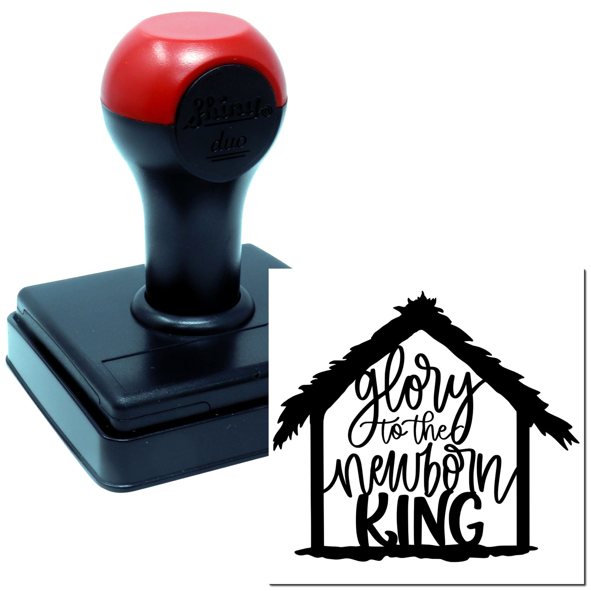 Duo Silhouetted Manger Birth Of King Hand Stamp