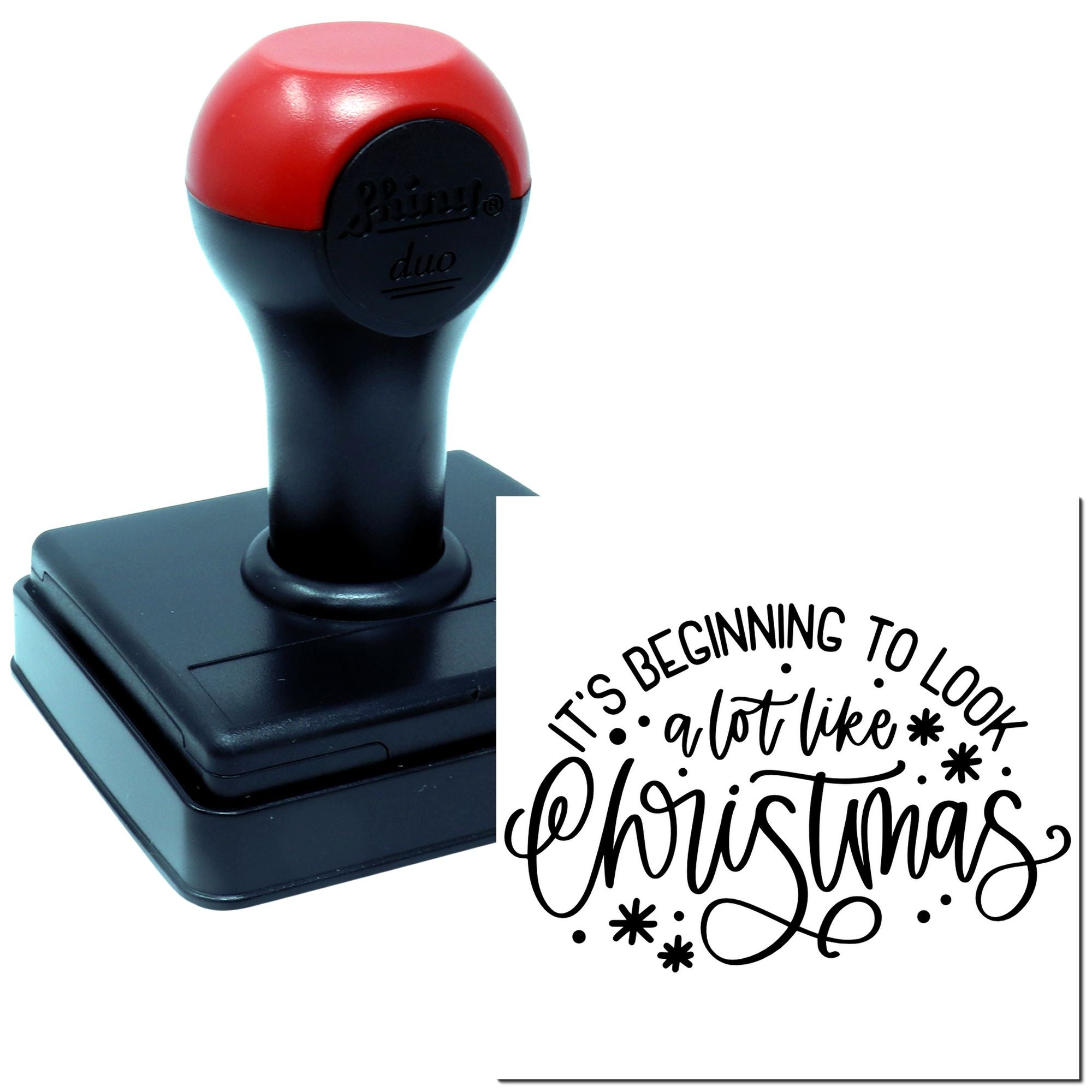 Duo Festive Handlettered Christmas Holiday Greeting Hand Stamp