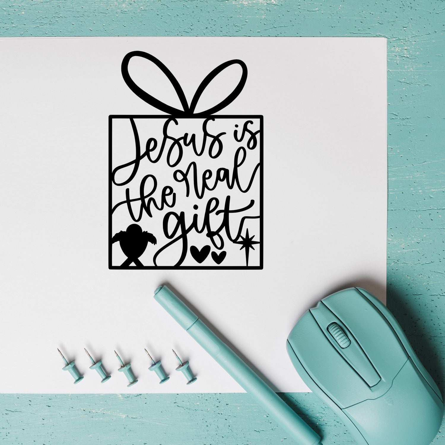Jesus Gift Box Paper Craft Rubber Stamp