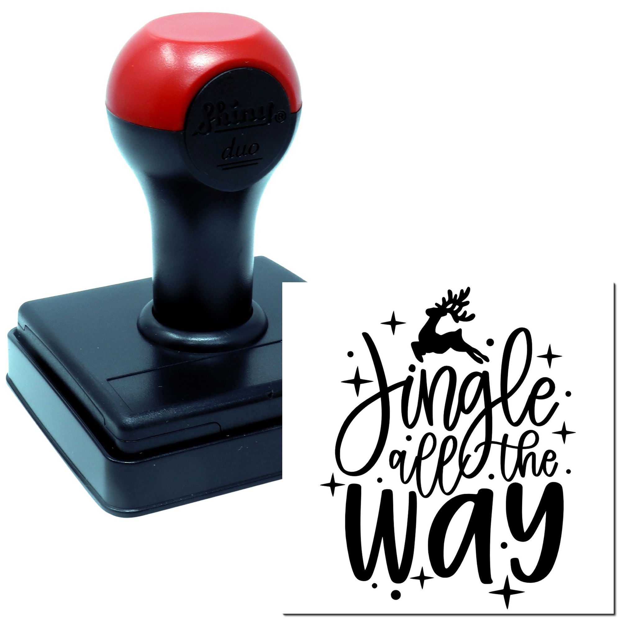 Duo Festive Reindeer Stars Holiday Cheer Hand Stamp