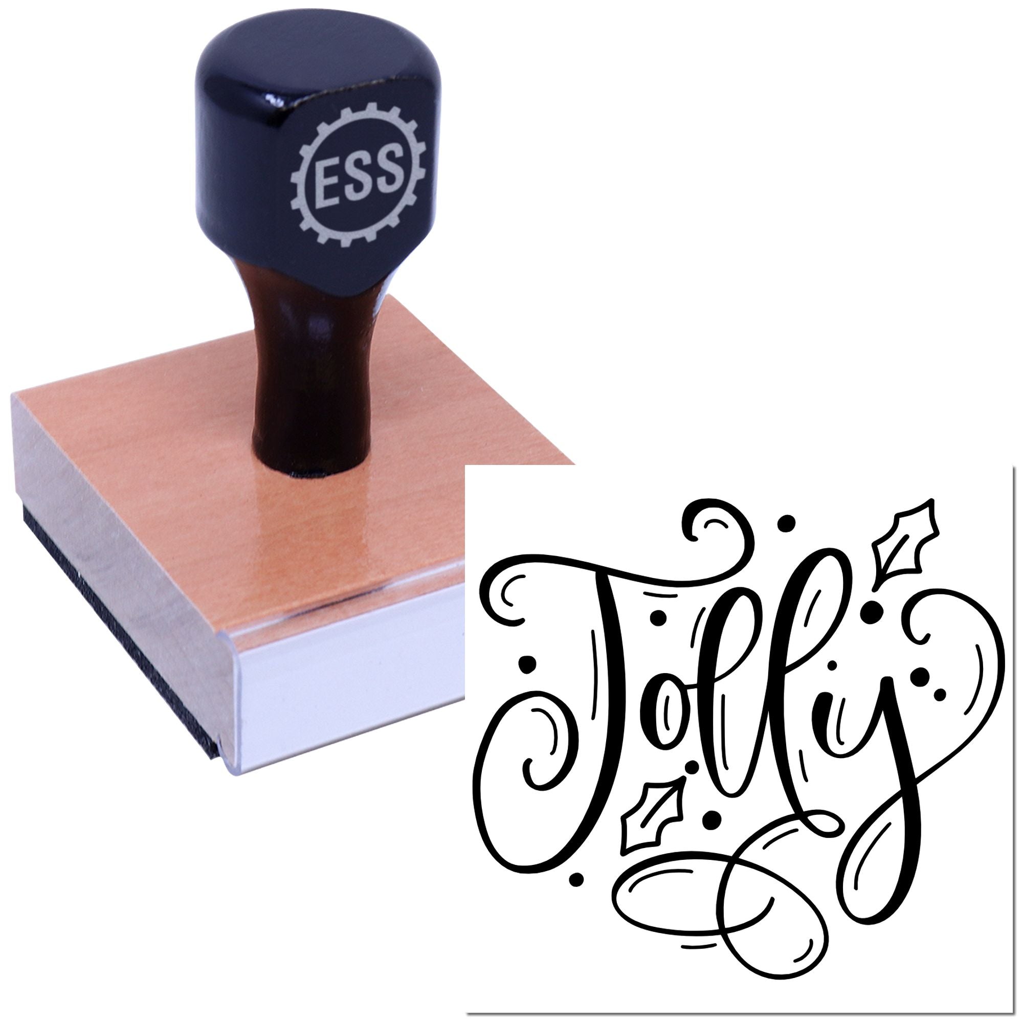 Holly Swirl Cheer Papercraft Rubber Stamp