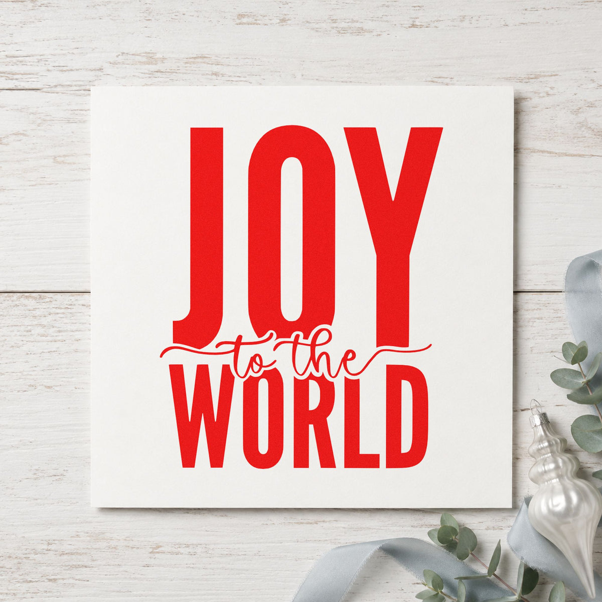 Joy To The World Bold rubber stamp shown in red ink, stamped for projects such as crate side labels.