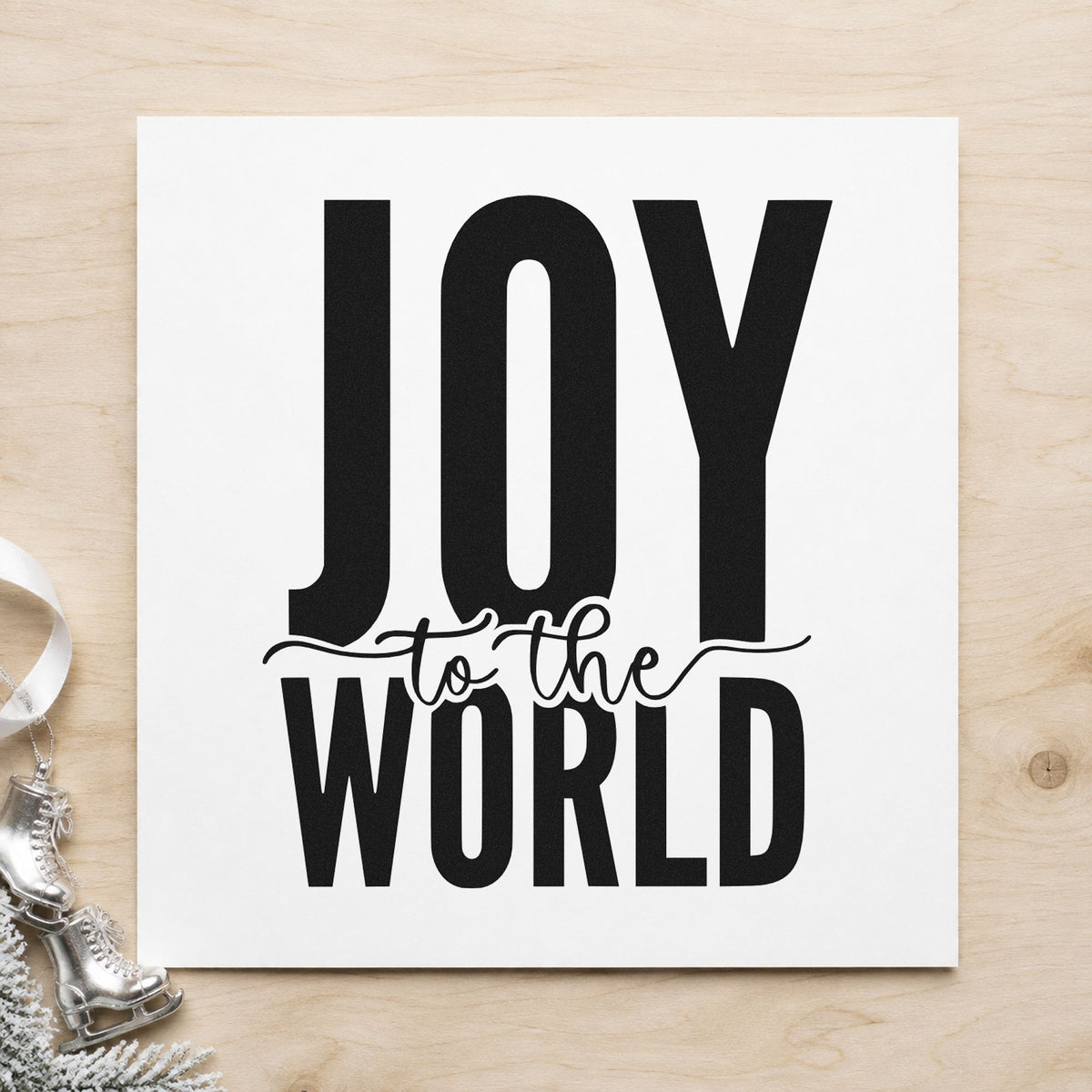 Joy To The World Bold rubber stamp printed in black ink, ready for oversized joy cards and similar paper crafts.