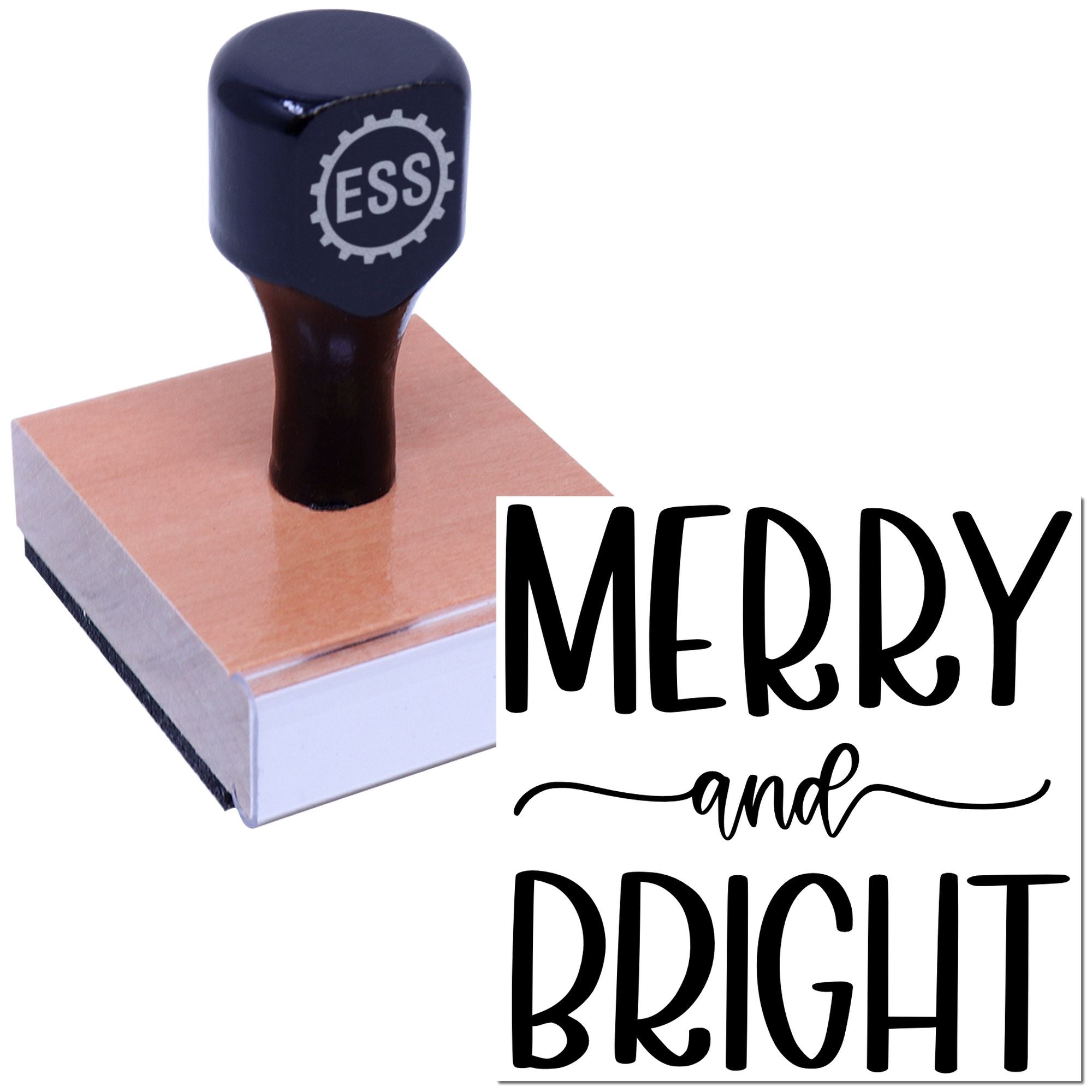 Festive Holiday Greeting Tag Rubber Stamp