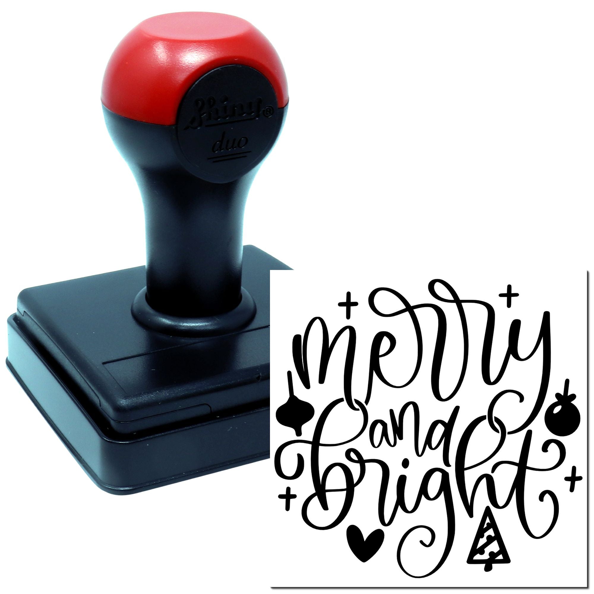 Duo Handlettered Merry And Bright Artwork Hand Stamp