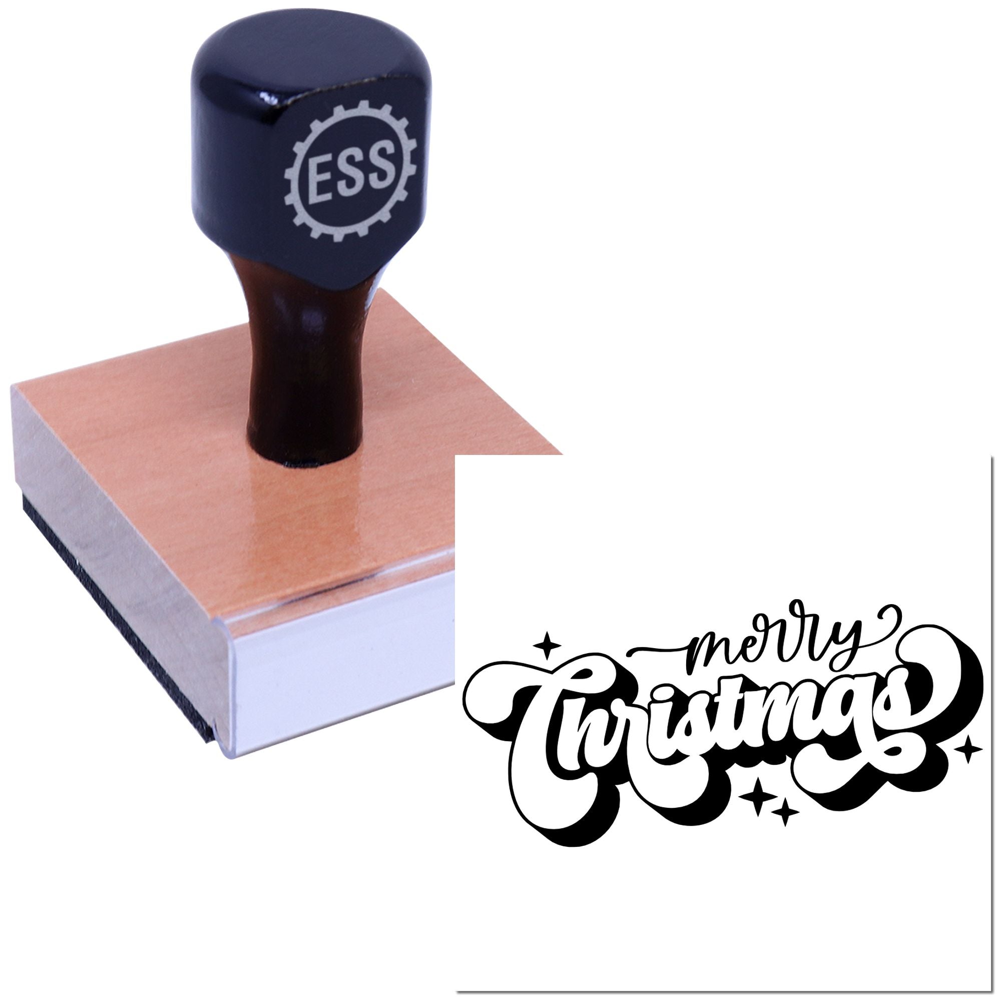 Joyful Holiday Script Place Card Rubber Stamp