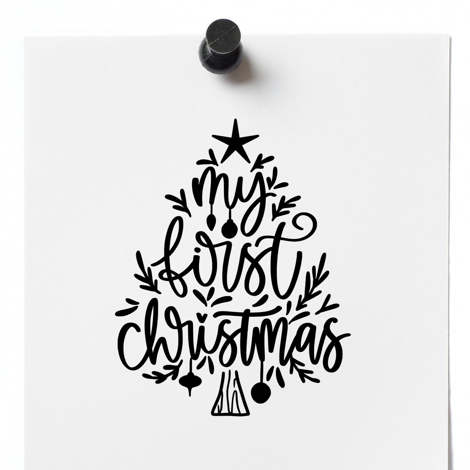 First Holiday Tree Card Making Rubber Stamp