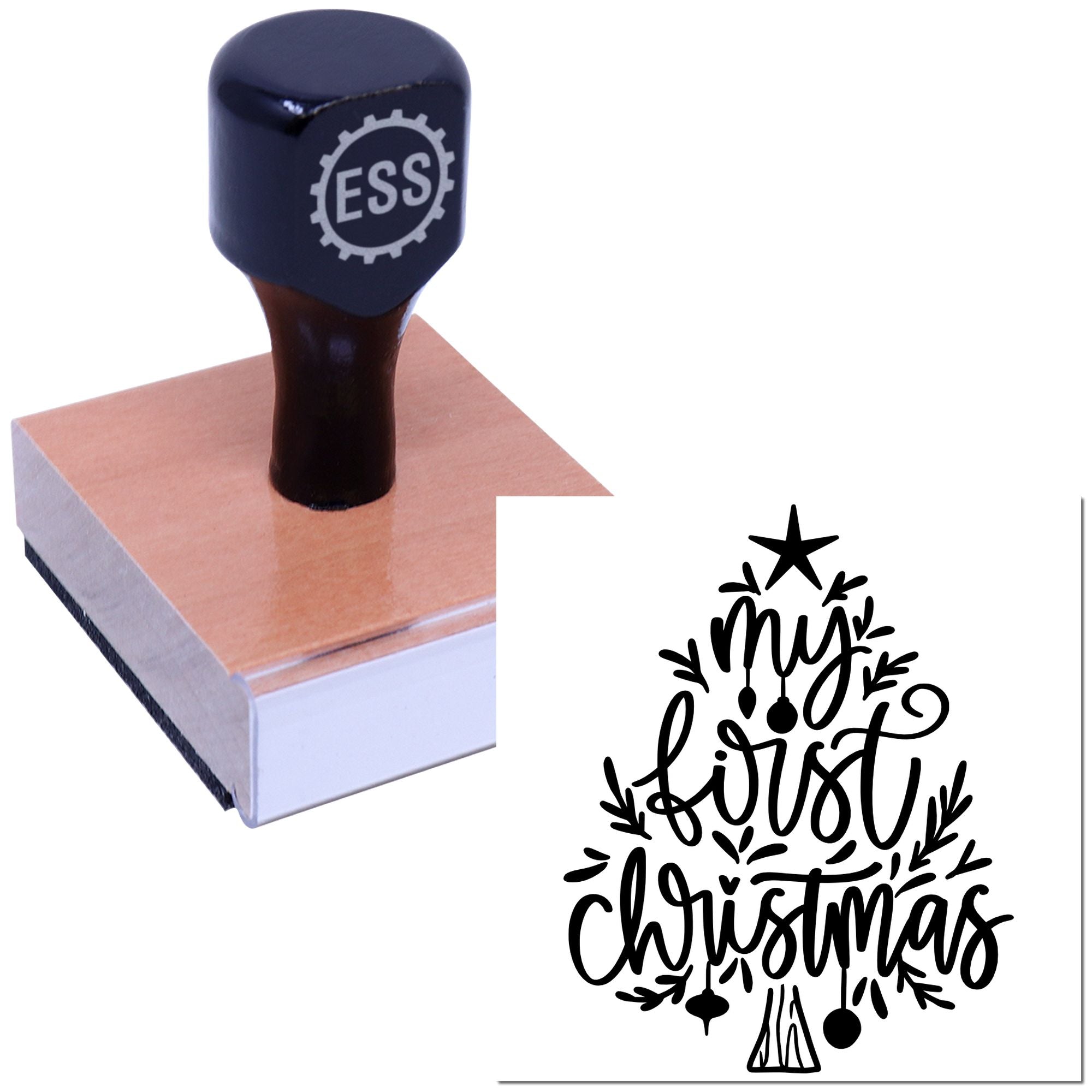 First Holiday Tree Card Making Rubber Stamp