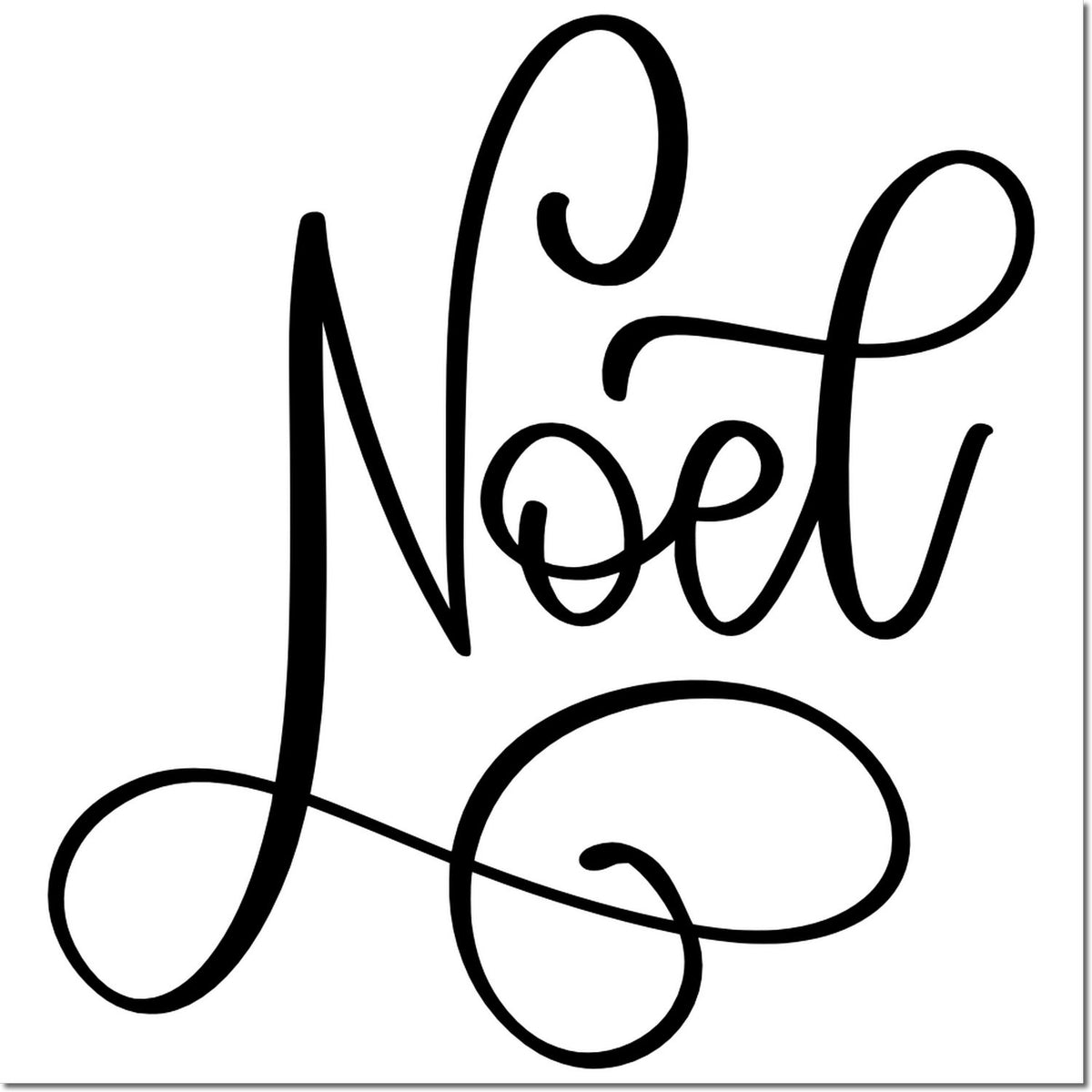Black cursive Noel stamp/seal design on white background with elegant looping script.
