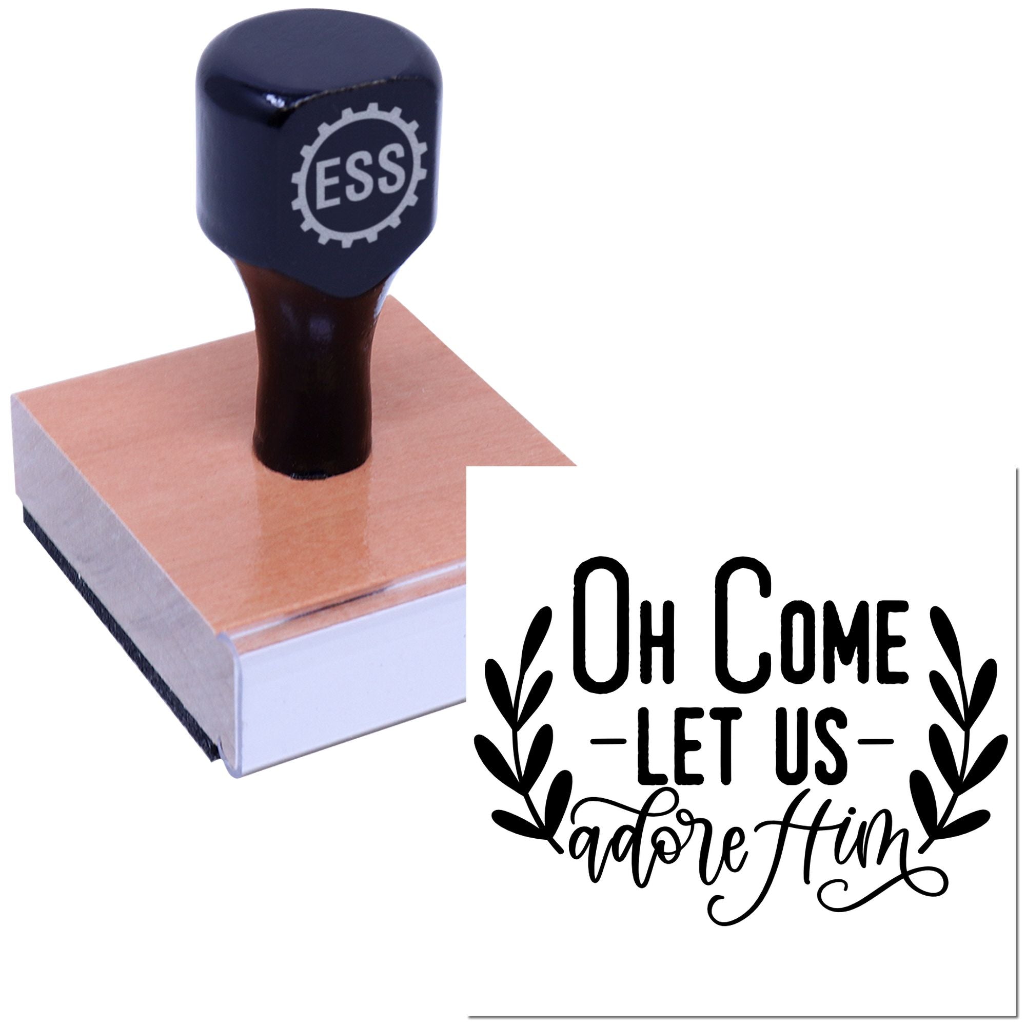 Adore Him Wreath Handcraft Rubber Stamp