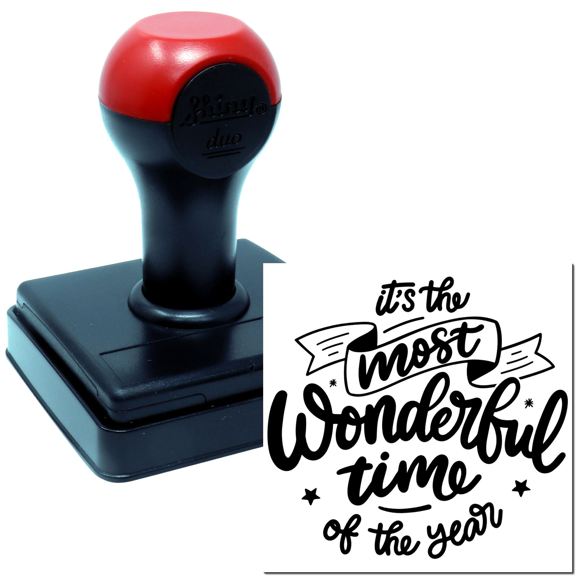 Duo Most Wonderful Time Handlettered Print Hand Stamp