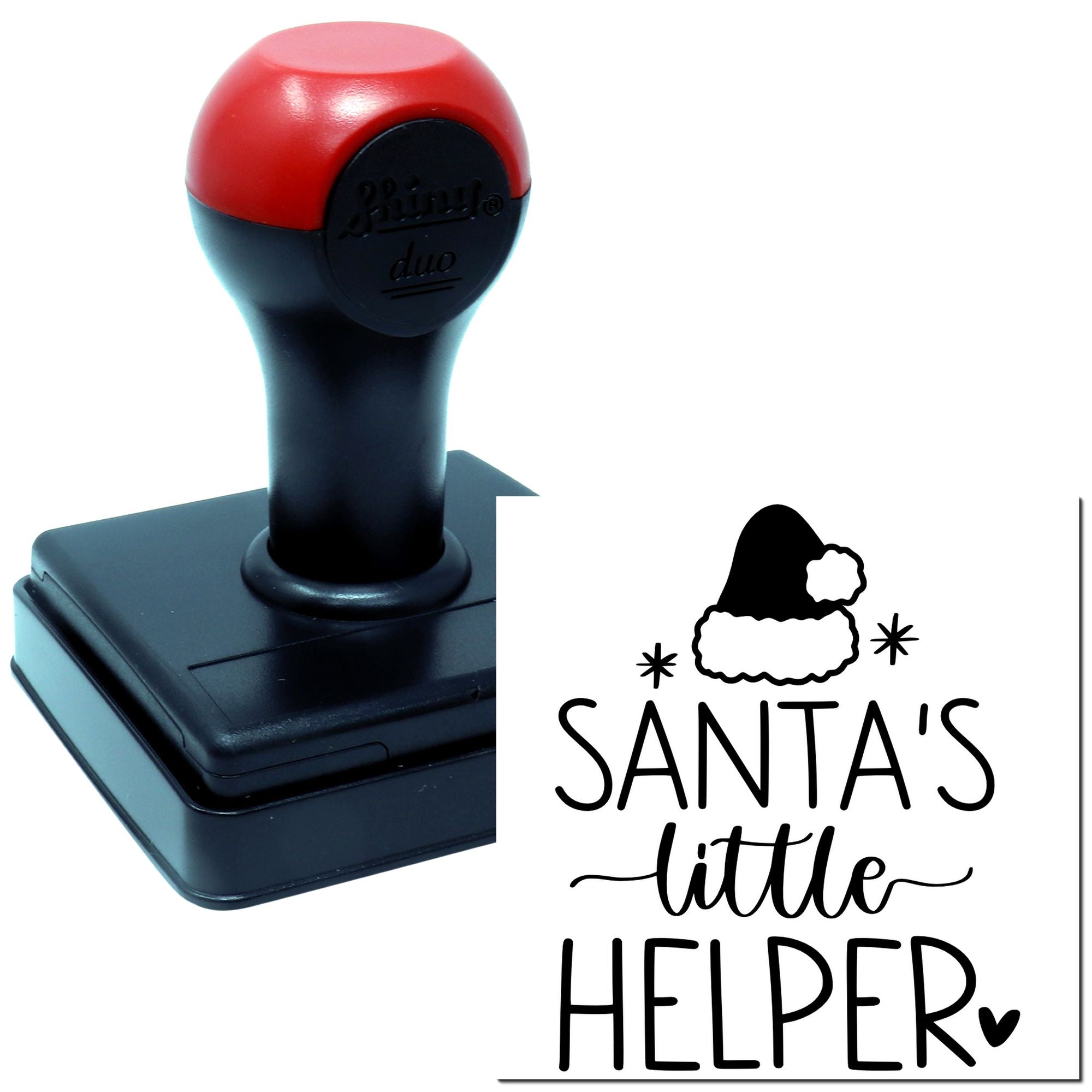 Duo Tiny Festive Santa's Helper Print Hand Stamp