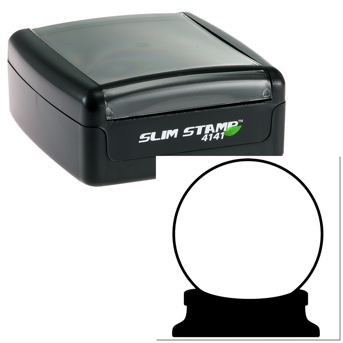 Black Slim Stamp 4141 self-inking stamp with circular seal, black housing and base