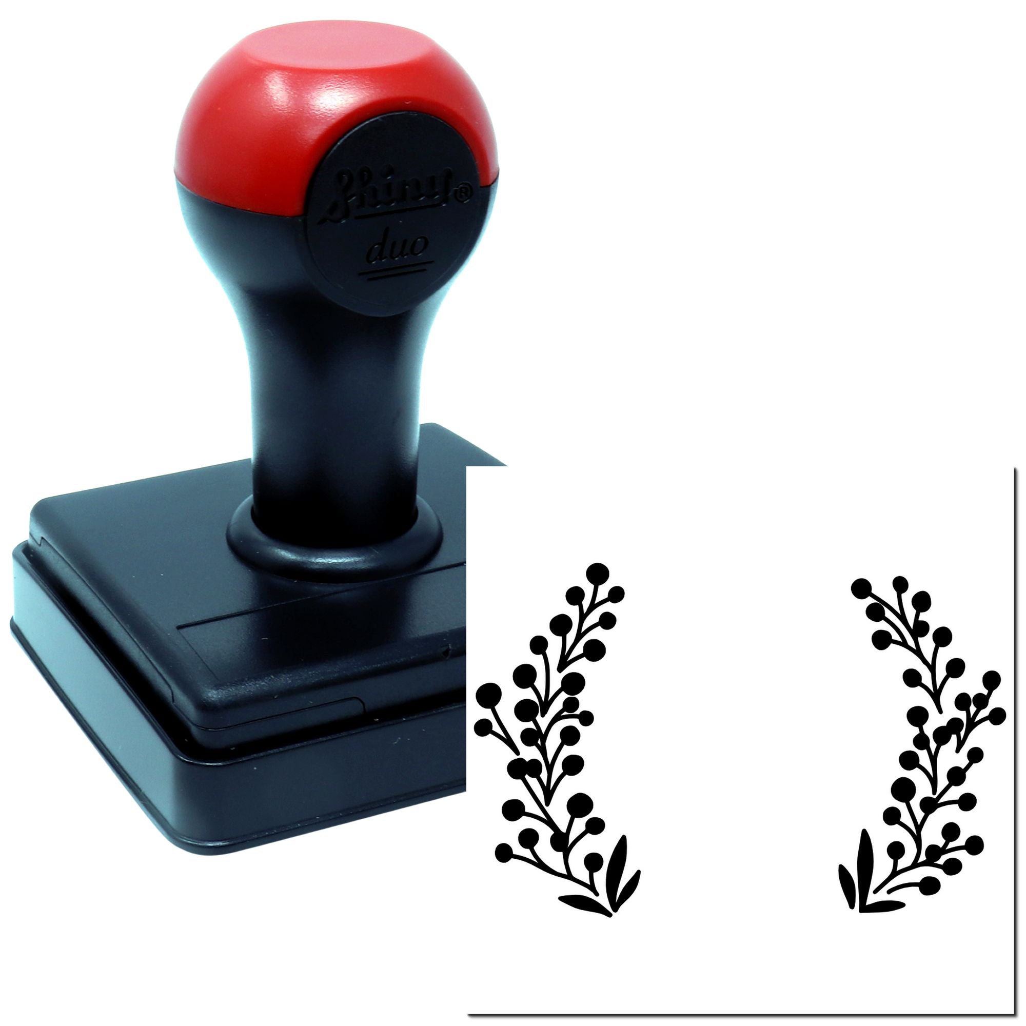 Duo Minimalist Berry Branches Framing Space Hand Stamp