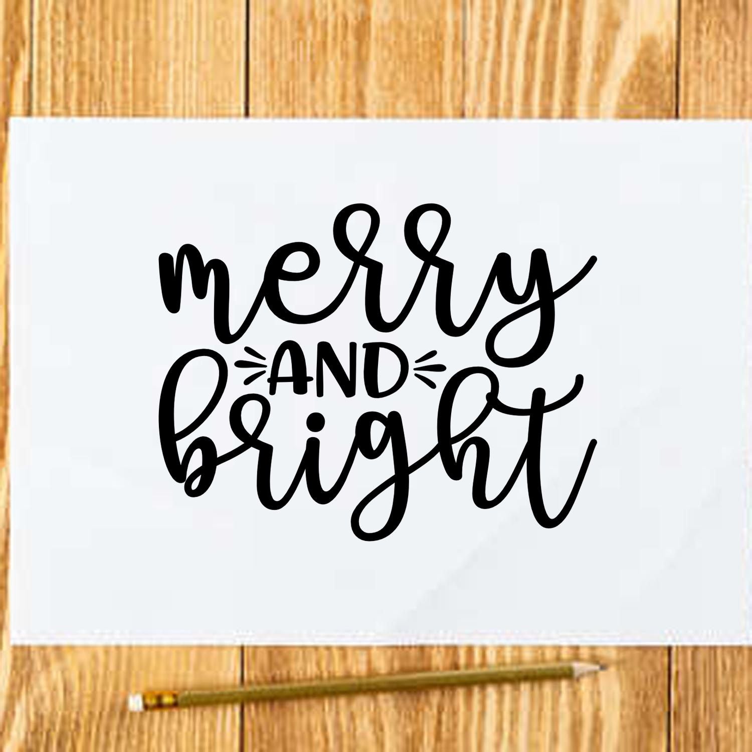 Duo Playful Hand-Lettered Merry And Bright Hand Stamp