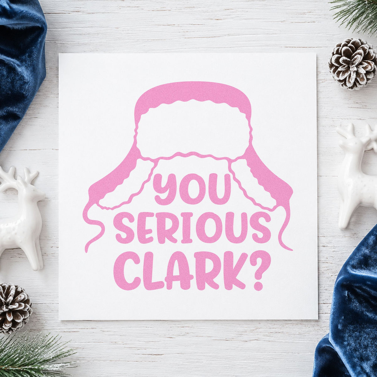 You Serious Clark Winter Hat craft stamp in purple ink on cardstock, an easy option for movie quote album.