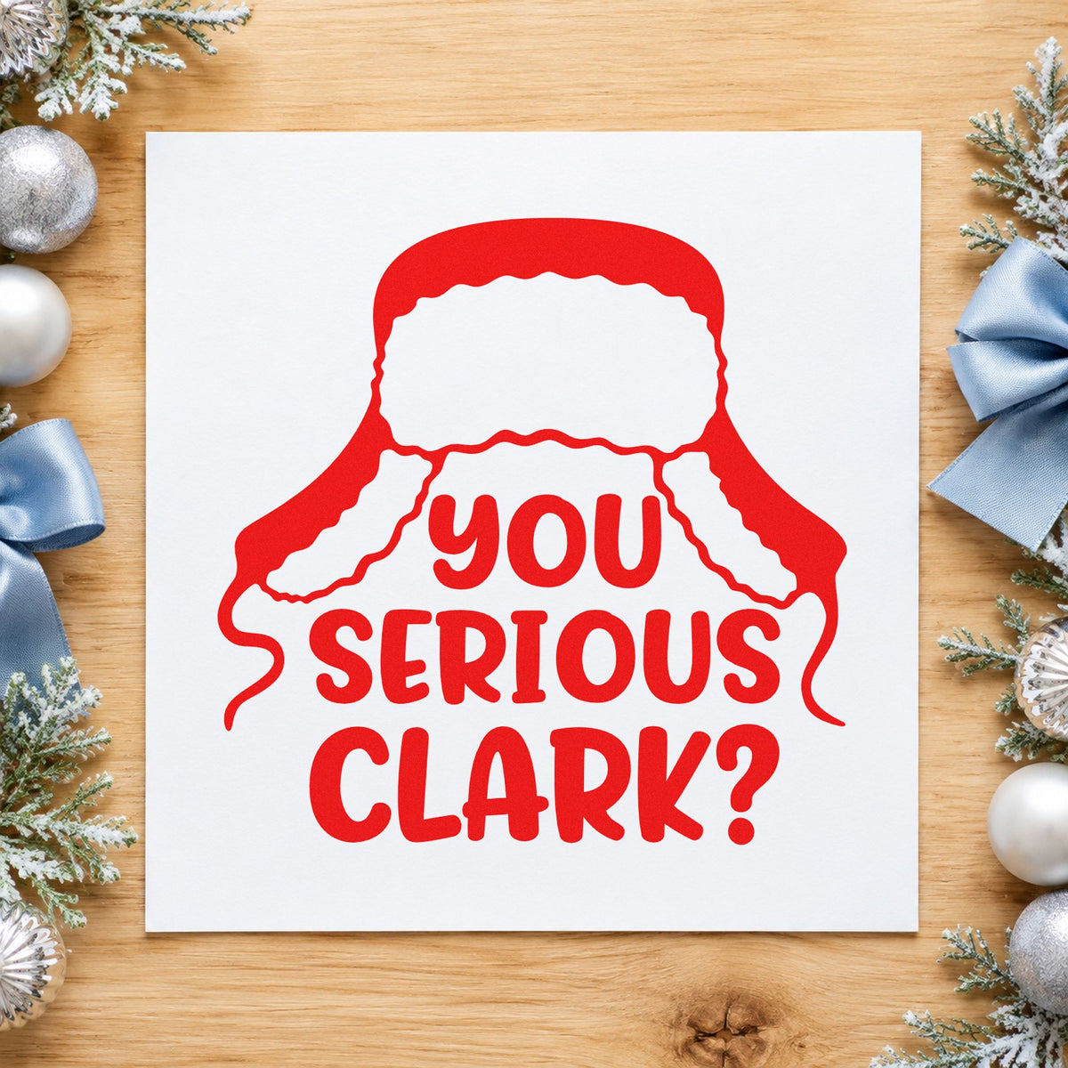 You Serious Clark Winter Hat craft stamp in red ink on cardstock, an easy option for earflap hat printing.