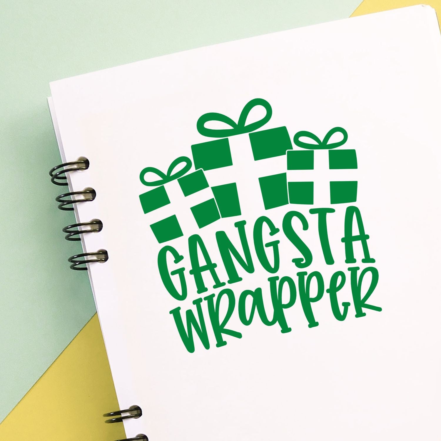 Duo Gangsta Wrapper Holiday Gift Pun Hand Stamp