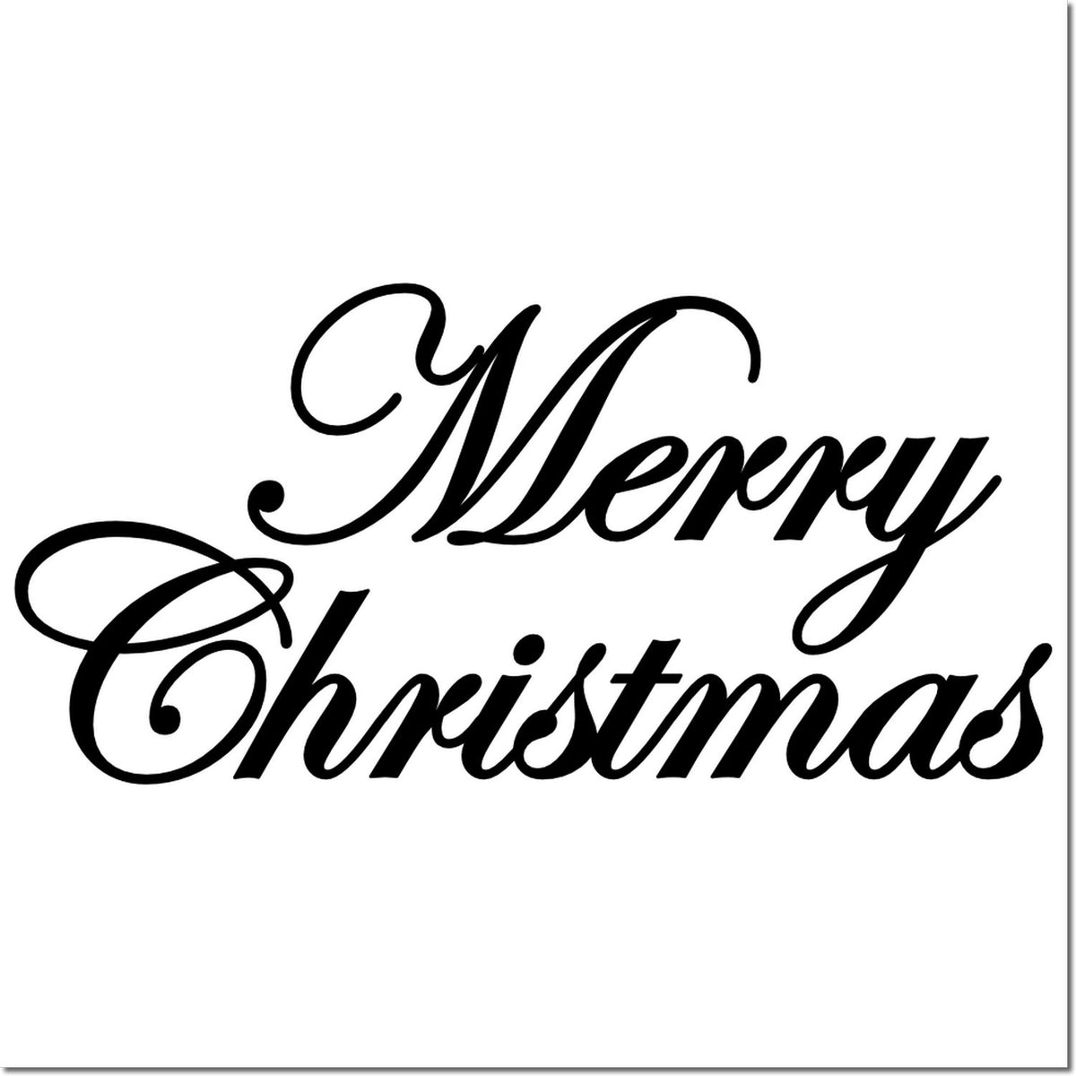 Black Merry Christmas script stamp for holiday seals on white background.