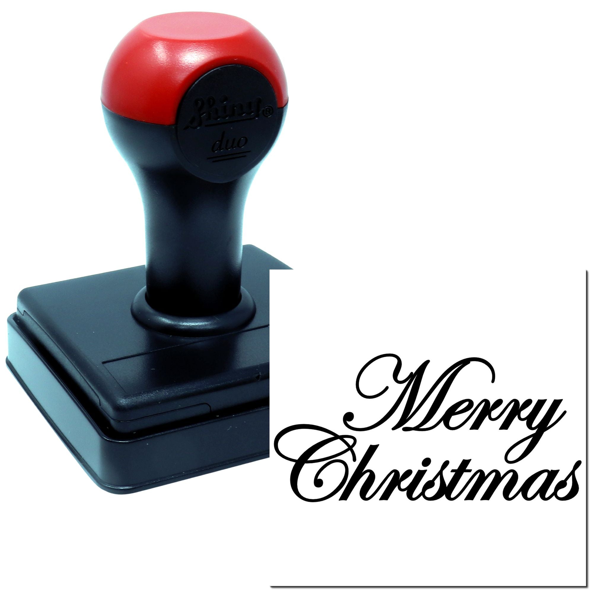 Duo Classic Merry Christmas Script Design Hand Stamp