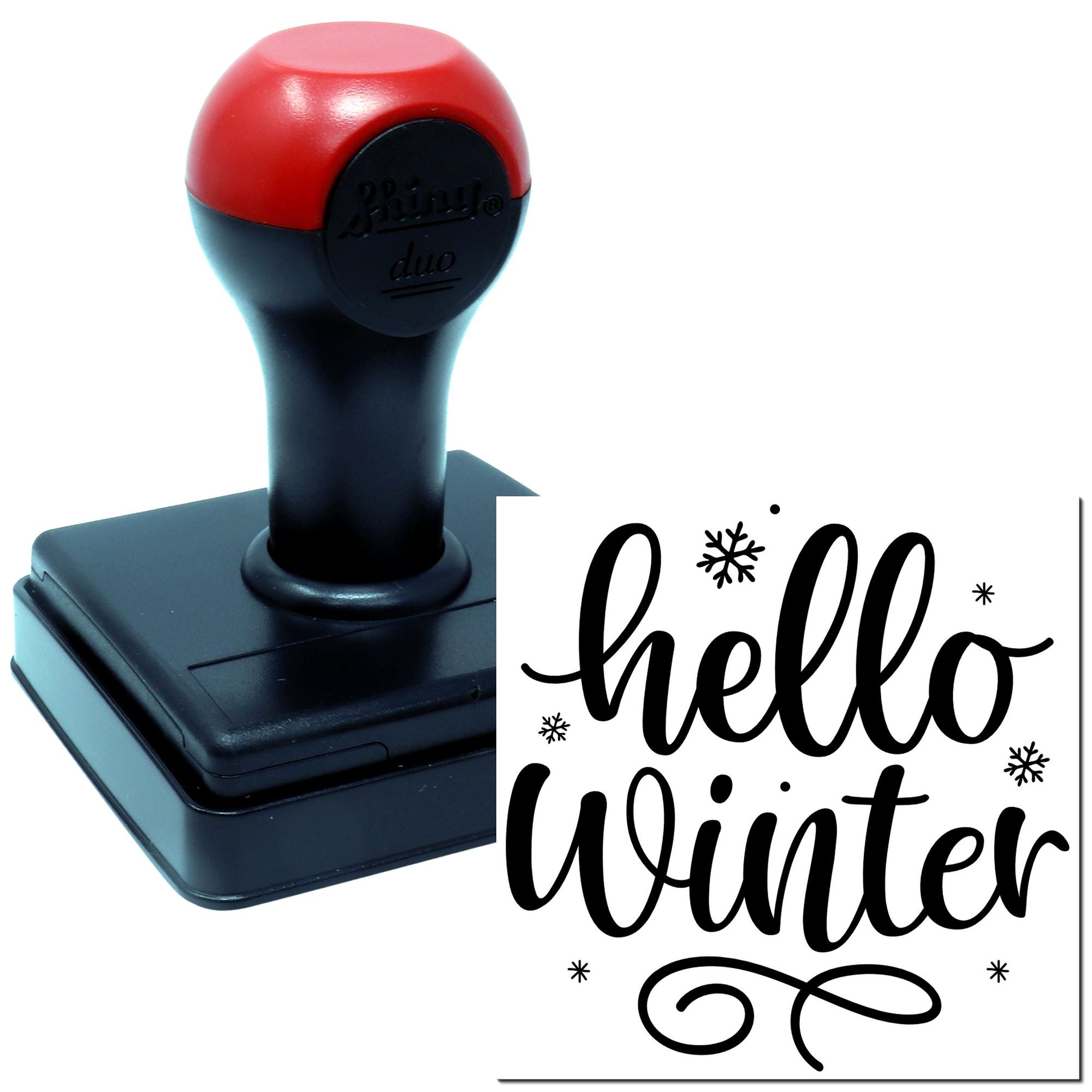 Duo Charming Handlettered Hello Winter Sign Hand Stamp