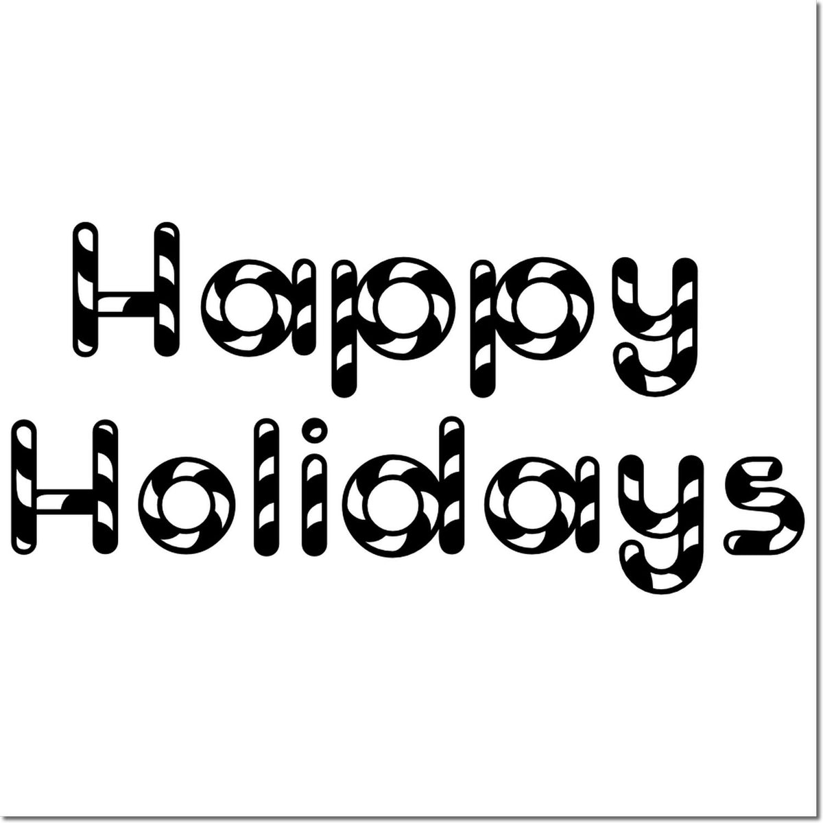 Black decorative Happy Holidays stamp and seal lettering on a white background.