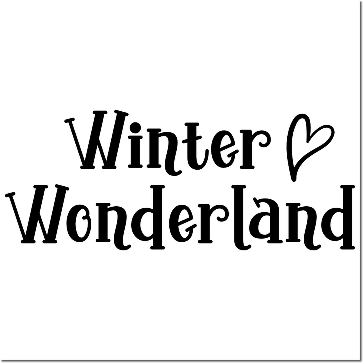 Black Winter Wonderland heart stamp design on a white background for seal products.