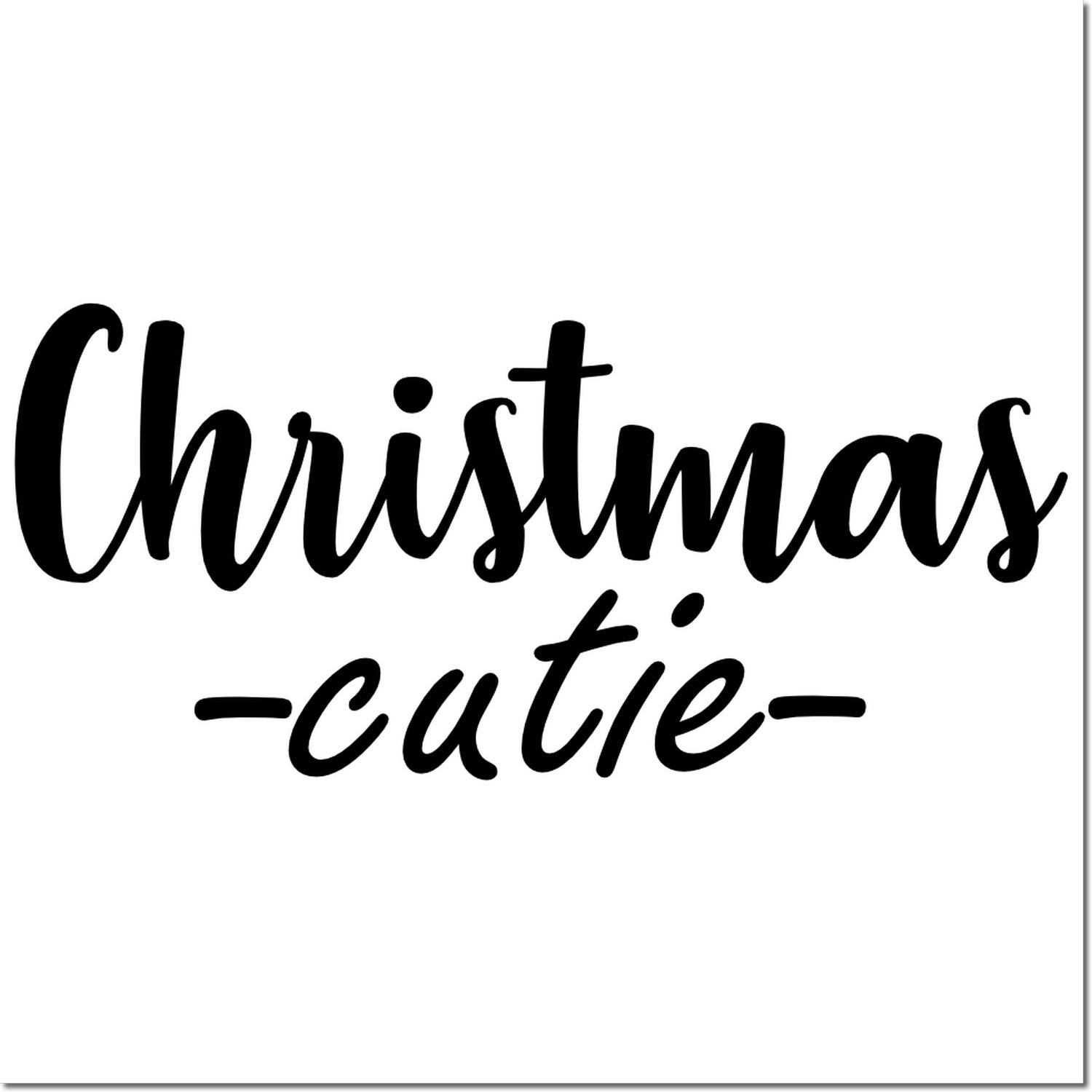 Black Christmas-cutie script stamp and seal design on white background