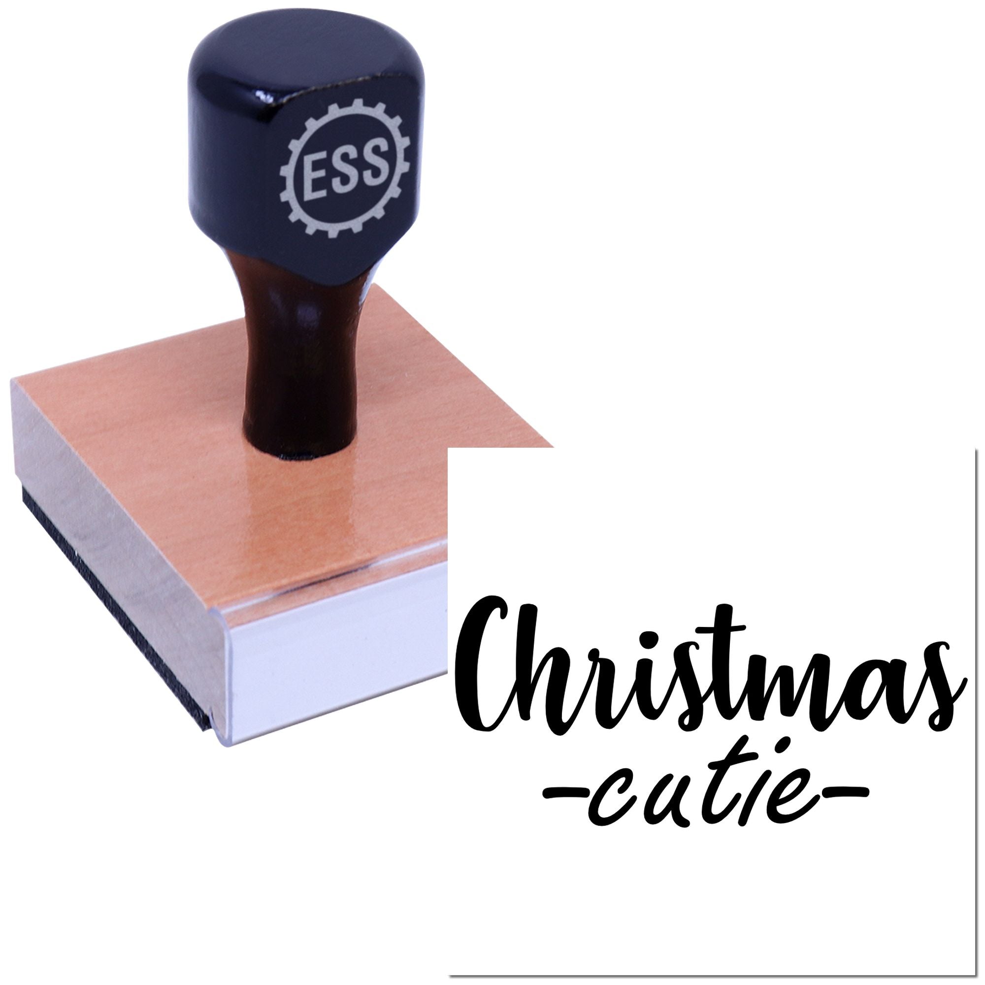 Christmas Cutie Typography Mini Card Rubber Stamp