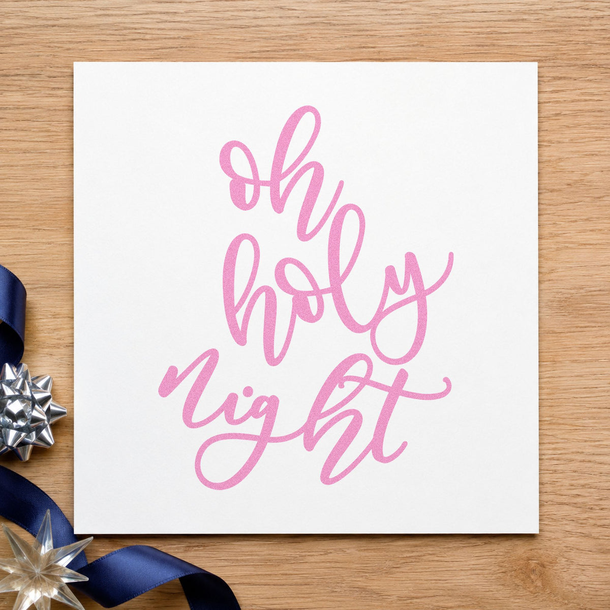 Oh Holy Night Script craft stamp in purple ink on cardstock, an easy option for journal page album.