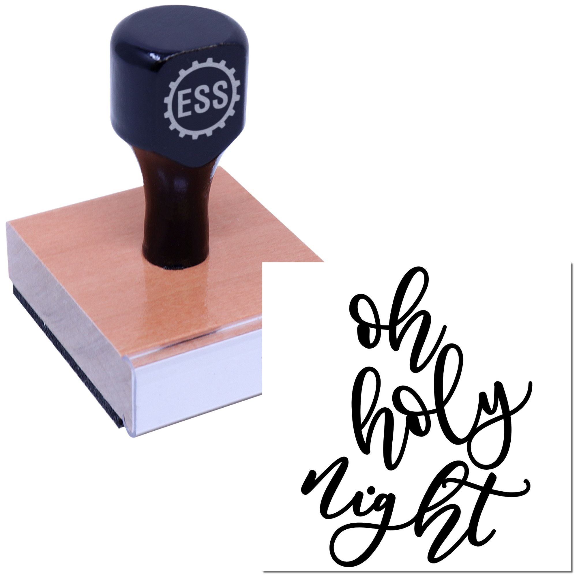 Elegant Holiday Calligraphy Tag Rubber Stamp