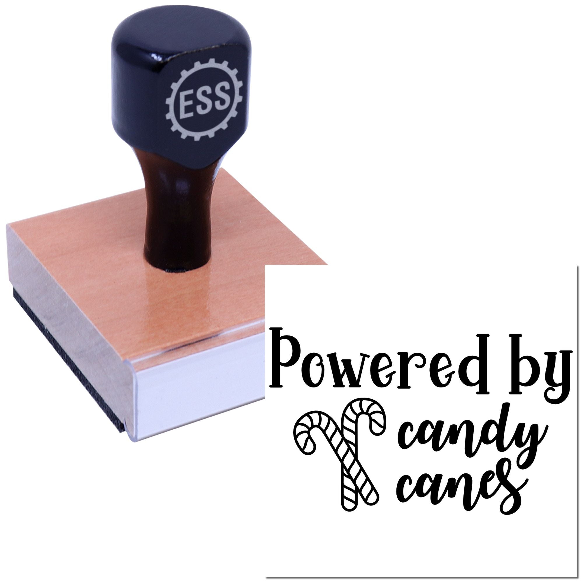 Candy Cane Powered Place Card Rubber Stamp