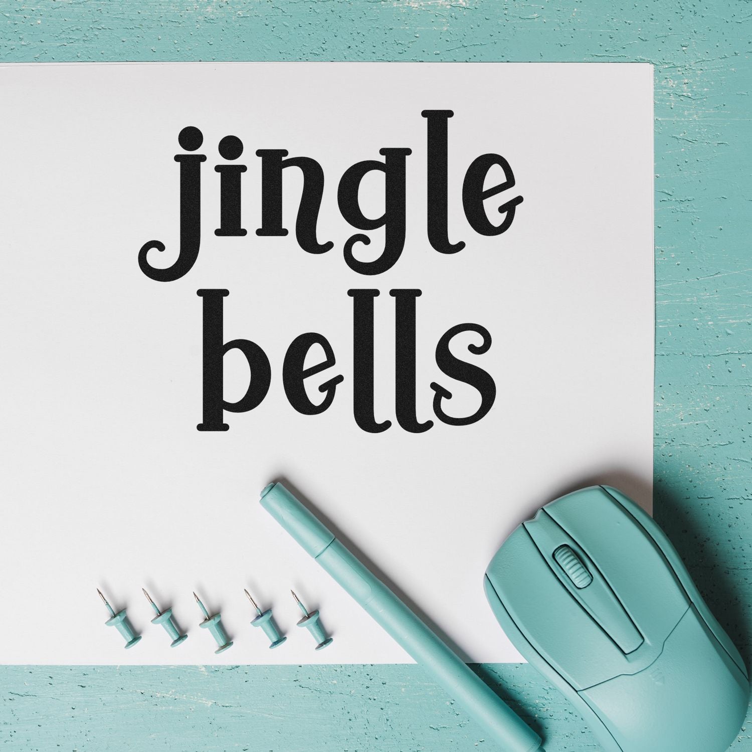 Duo Festive Jingle Bells Bold Typography Hand Stamp