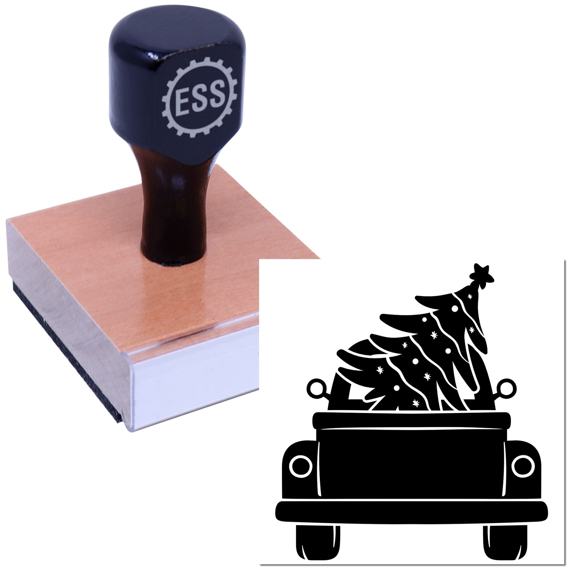 Christmas Tree Hauler Scrapbooking Rubber Stamp