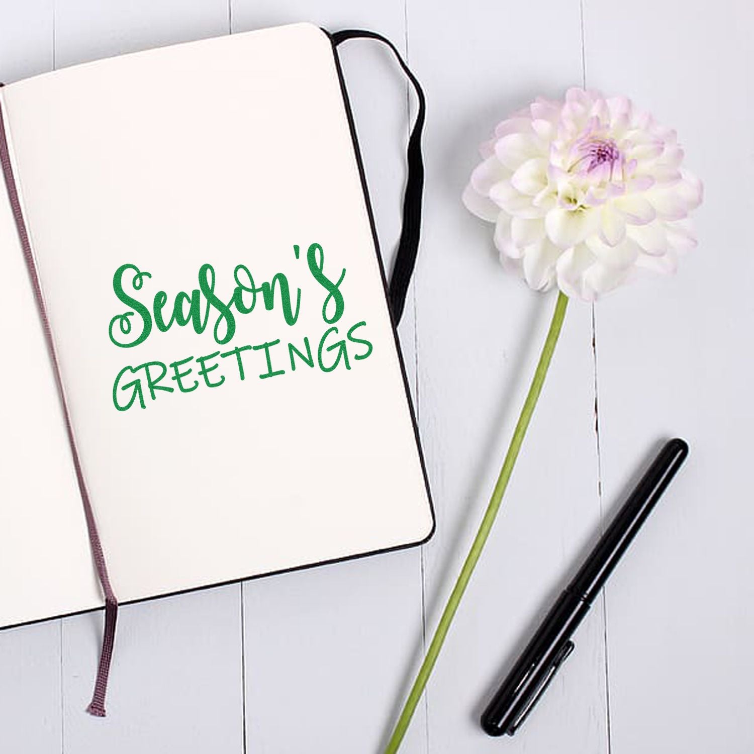 Duo Festive Elegant Seasonal Holiday Greeting Script Hand Stamp