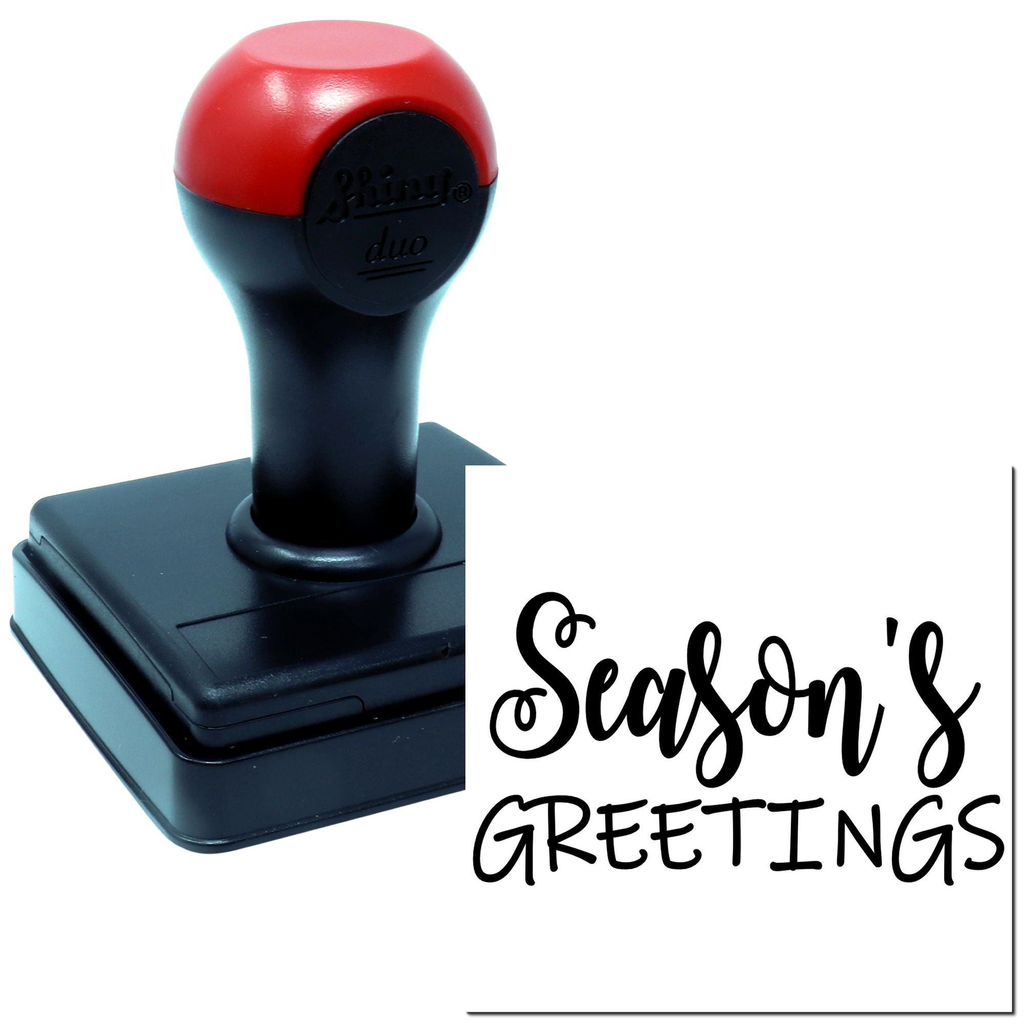 Duo Festive Elegant Seasonal Holiday Greeting Script Hand Stamp