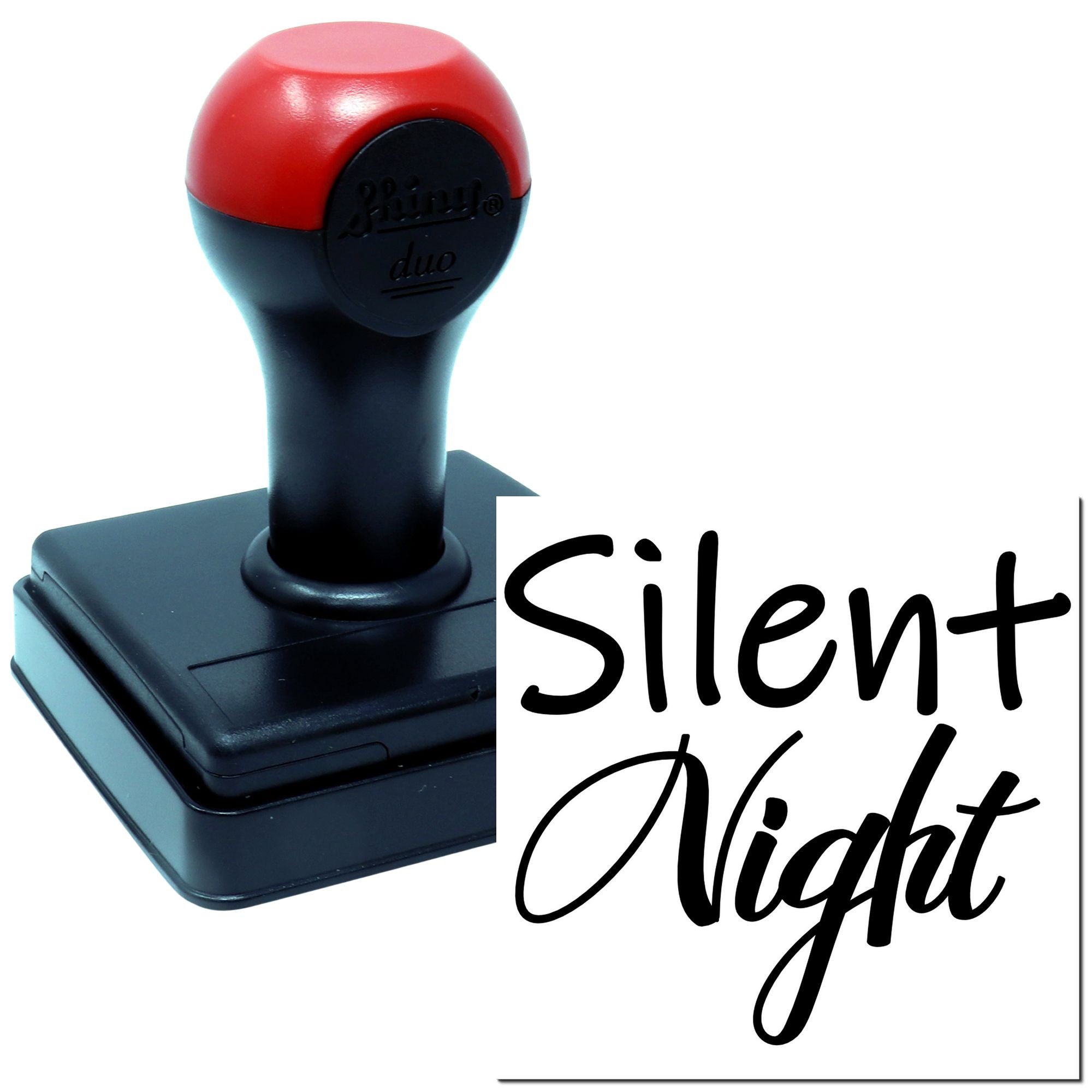Duo Elegant Silent Night Handwritten Script Art Hand Stamp