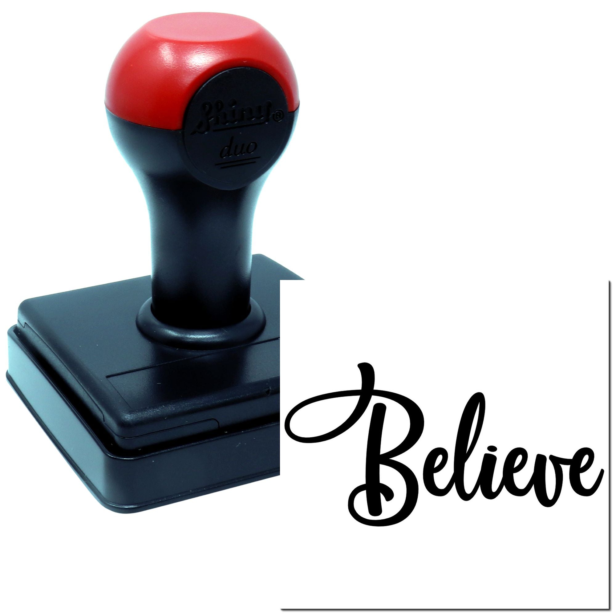Duo Elegant Believe Script Inspirational Typography Hand Stamp