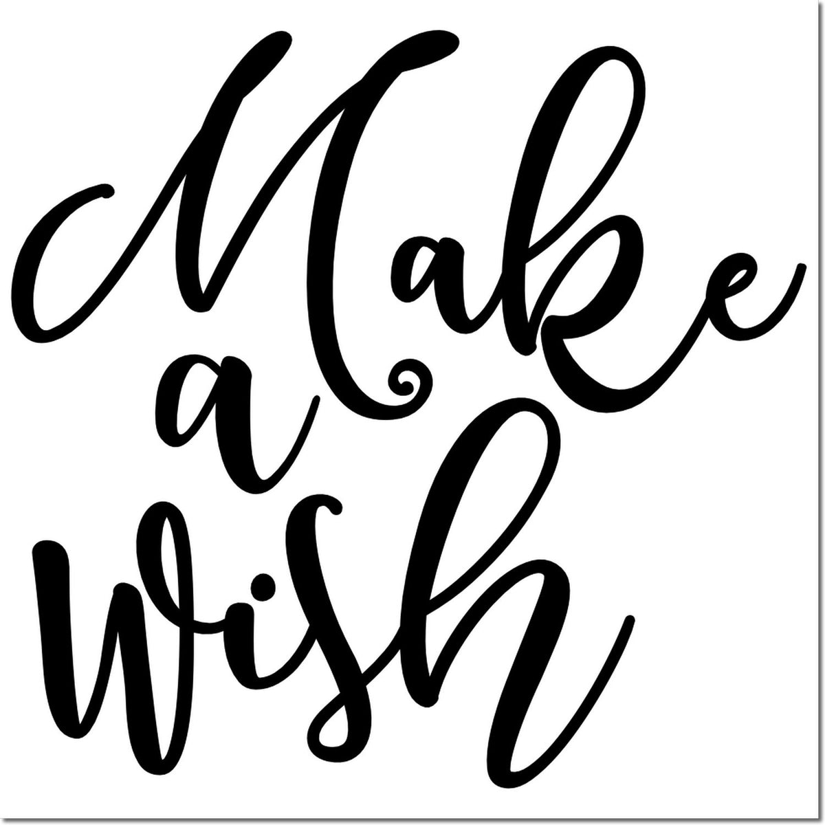 Black calligraphy Make a wish stamp and seal design on a white background.