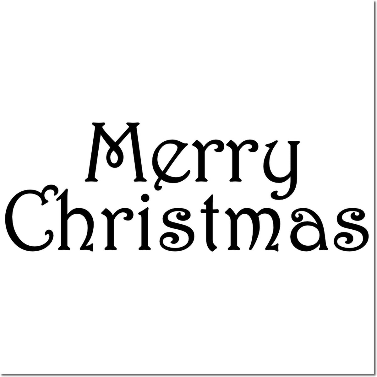 Black decorative Merry Christmas stamp and seal design on white background.