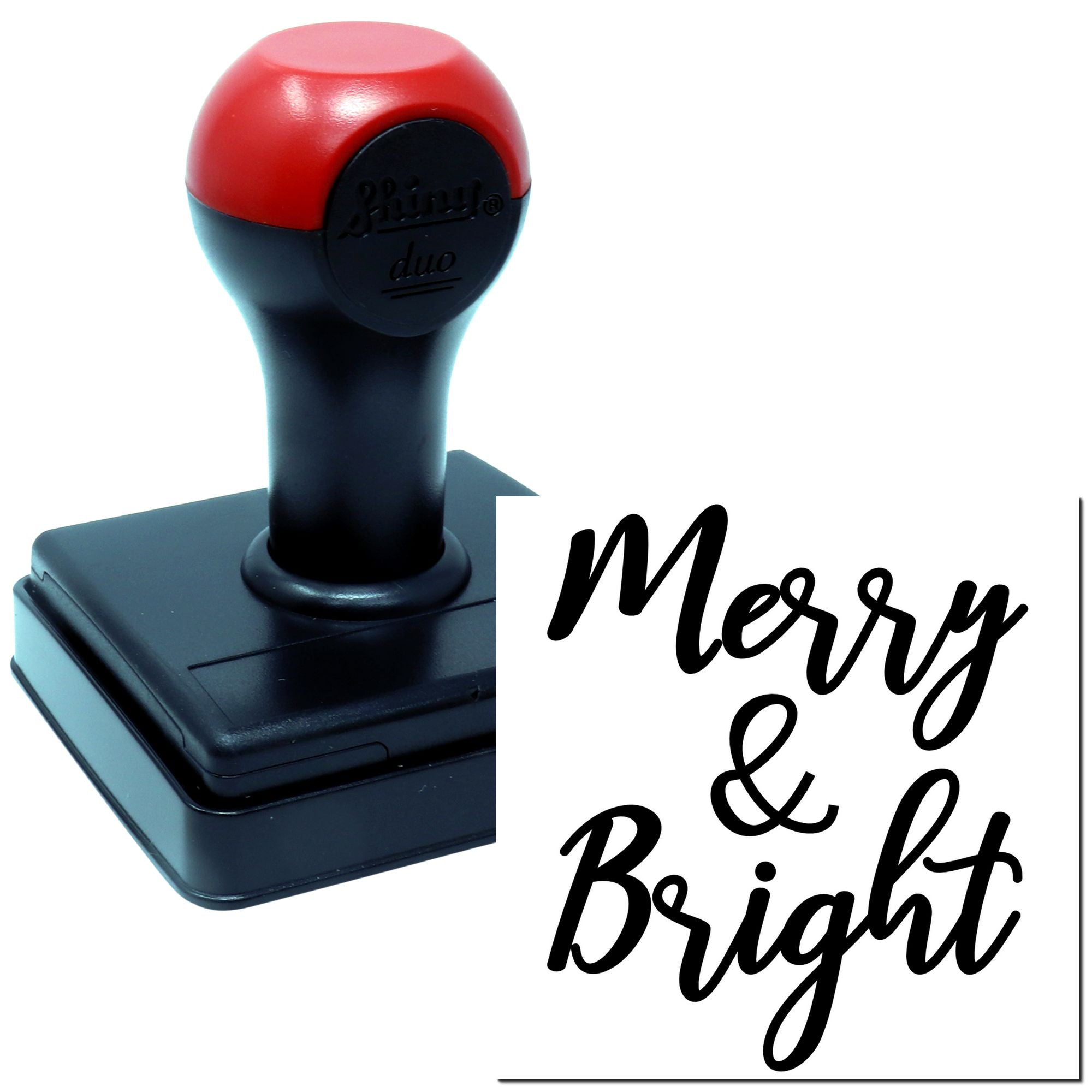 Duo Festive Handlettered Merry And Bright Hand Stamp