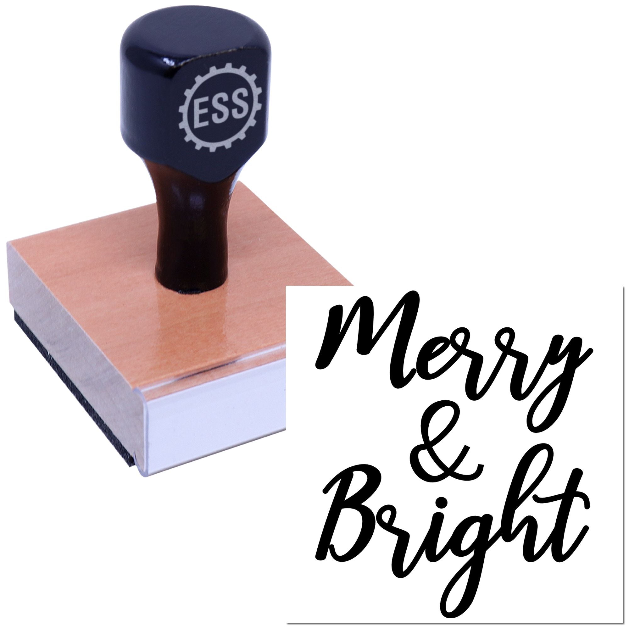 Holiday Cheer Script Tag Rubber Stamp