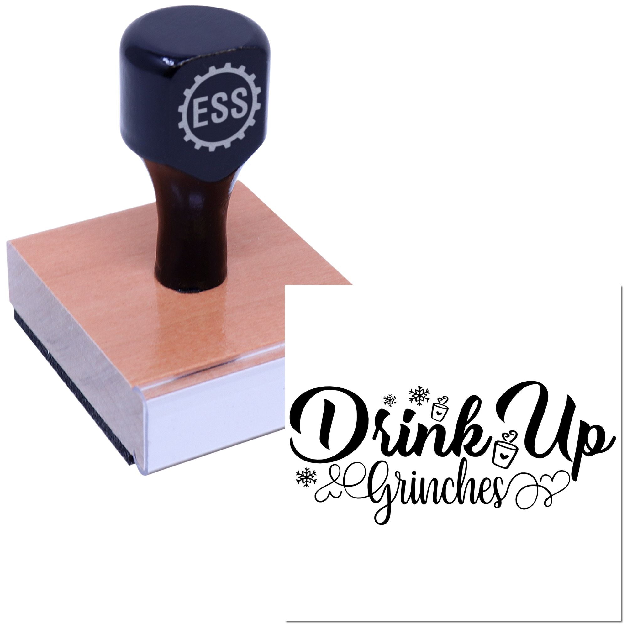 Festive Grinch Sips Handcraft Rubber Stamp