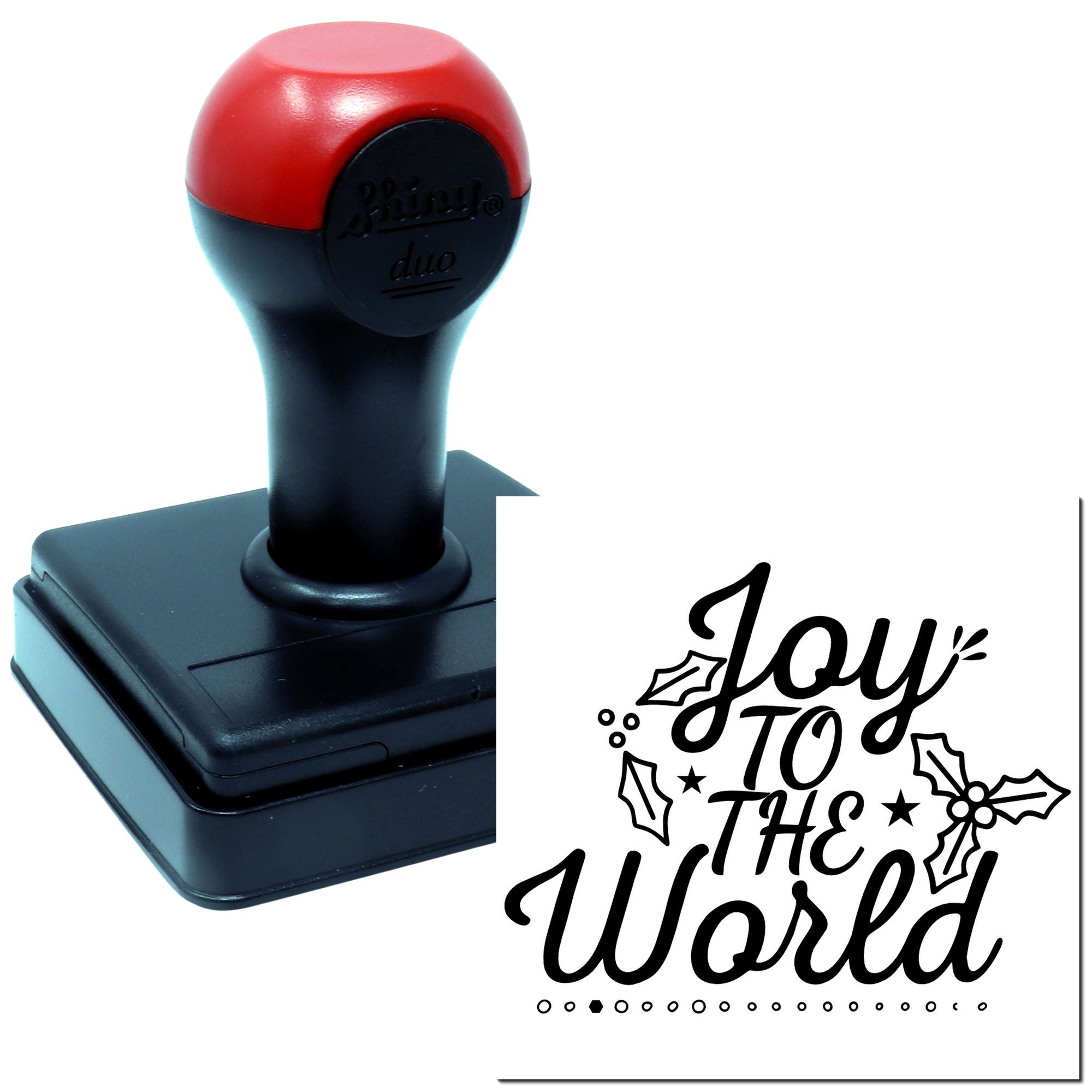 Duo Joyful Holly-Adorned Christmas World Sign Hand Stamp