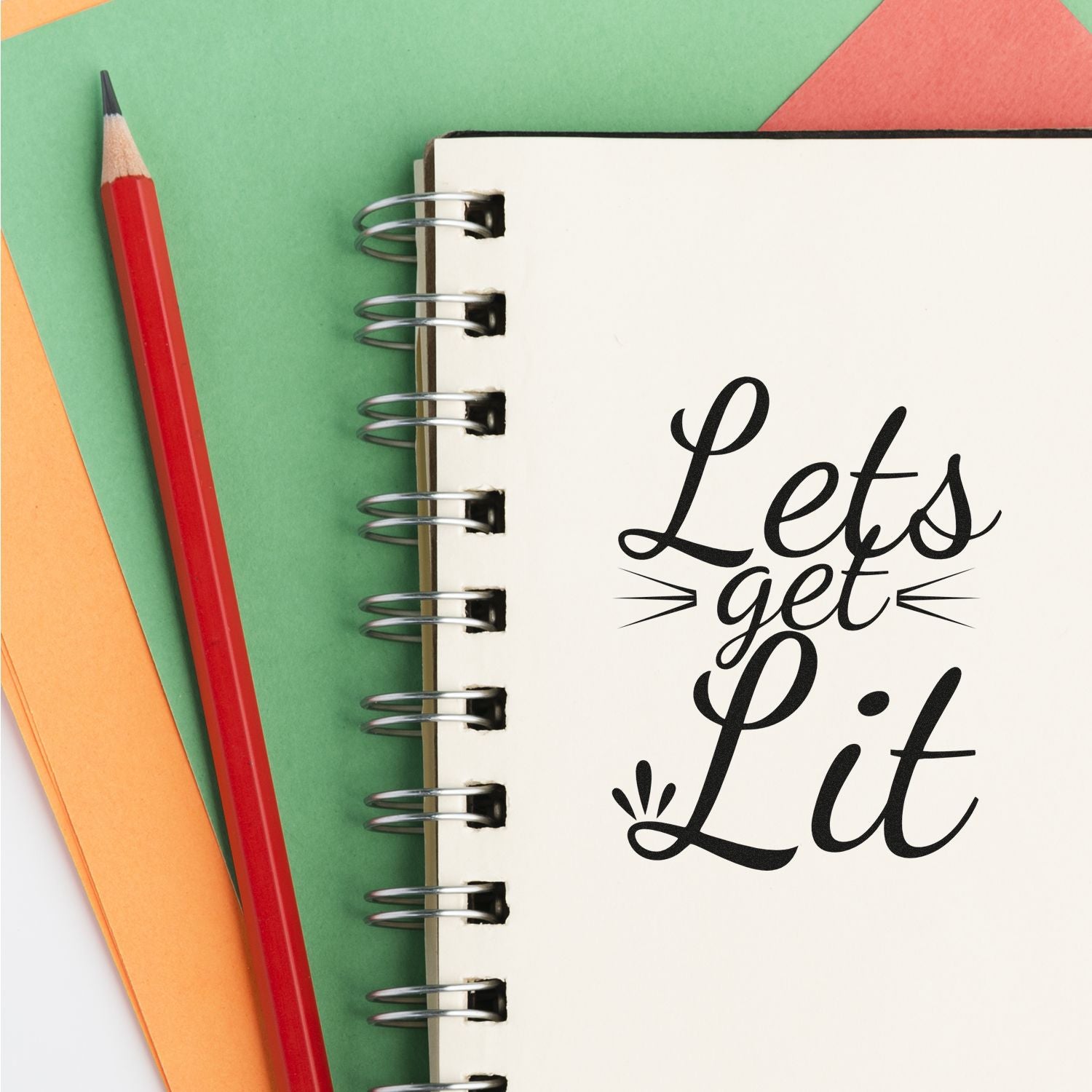 Duo Playful Cursive Lets Get Lit Hand Stamp